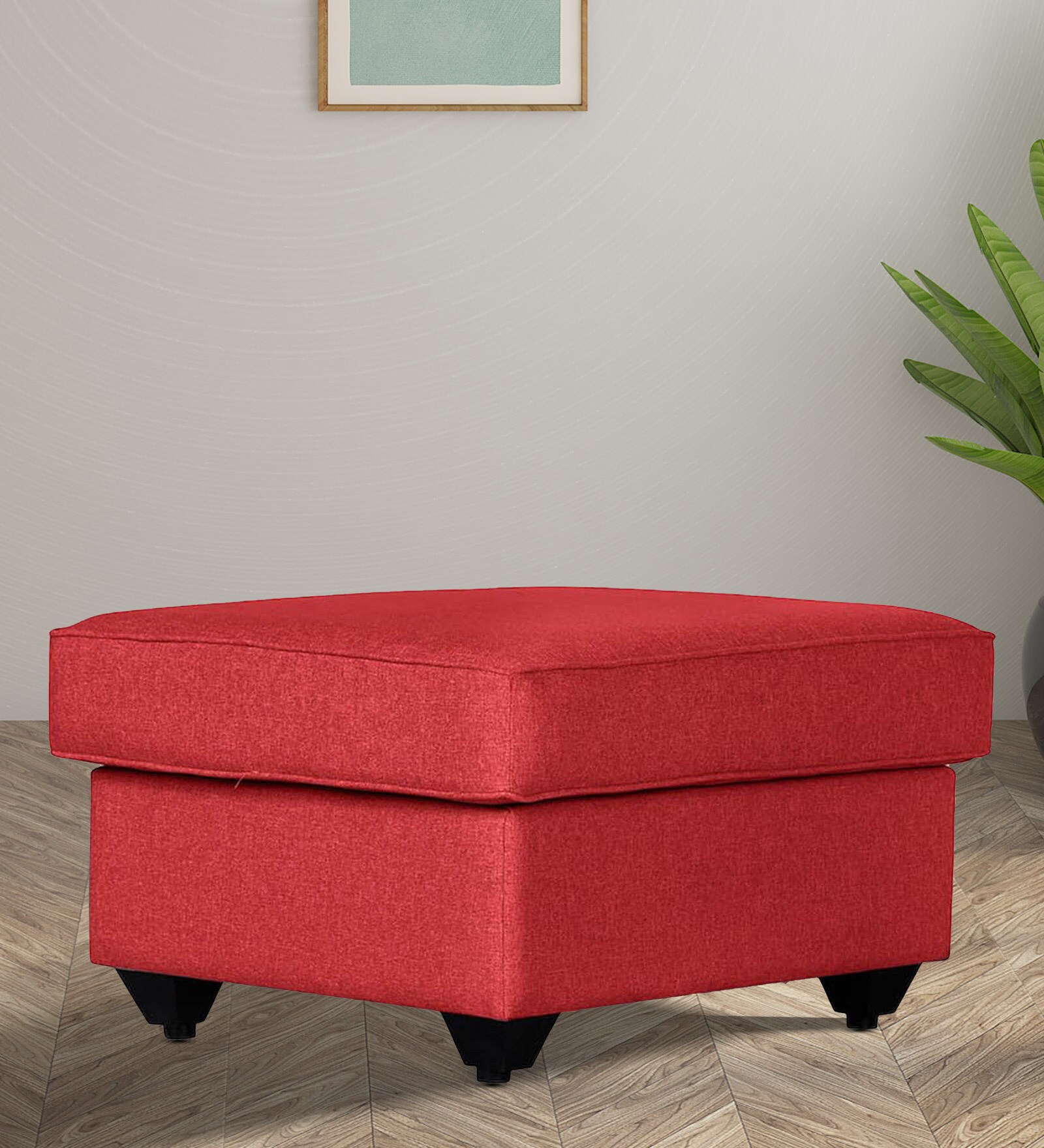 Napper Fabric Ottoman In Red Colour