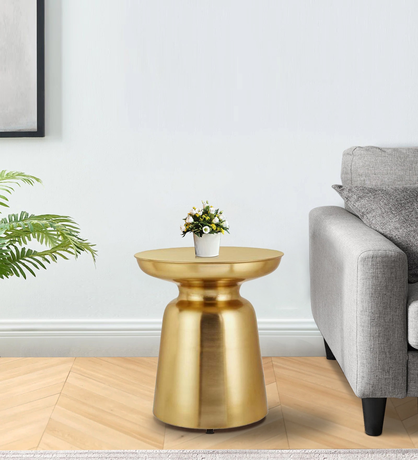 Buy Nask End Table In Gold Colour at 37% OFF by Bhati Impex | Pepperfry