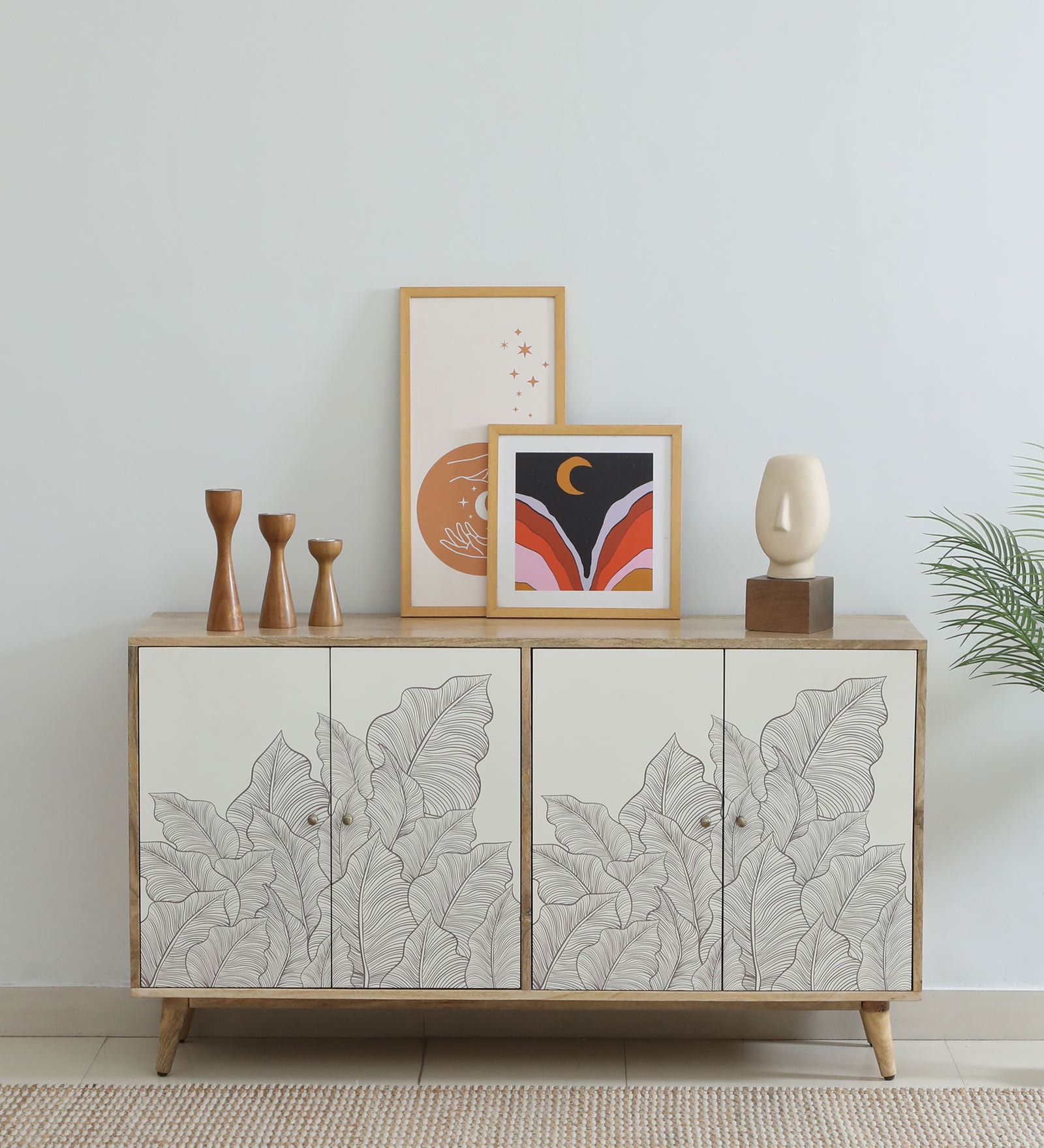 Natale Mango Wood 4 Door Sideboard In Natural Finish Inspired