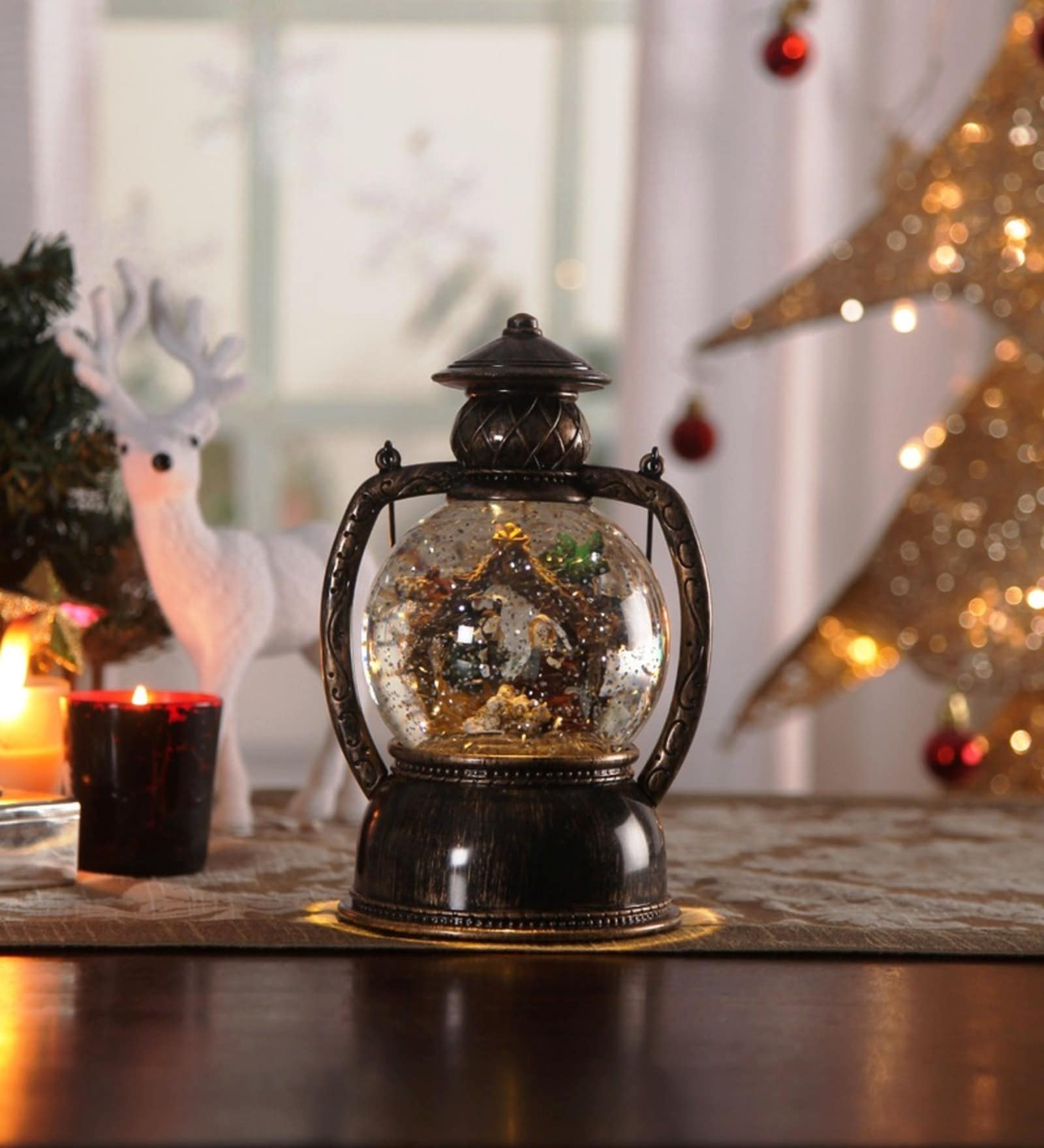 Nativity Set Bronze Glass Showpiece