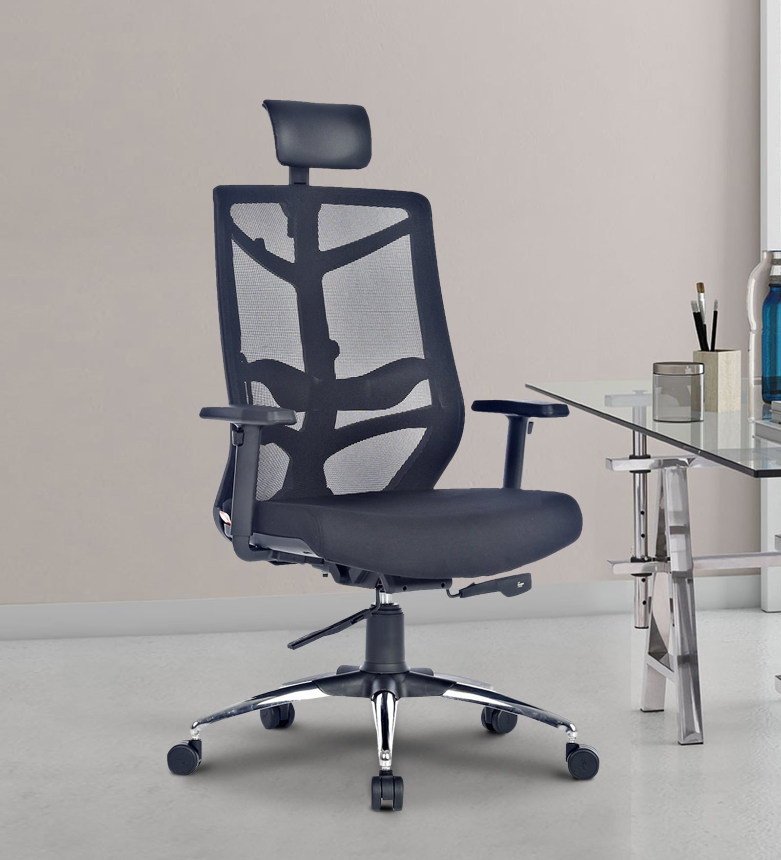 Buy Nature Breathable Mesh Ergonomic Chair In Black Colour With 