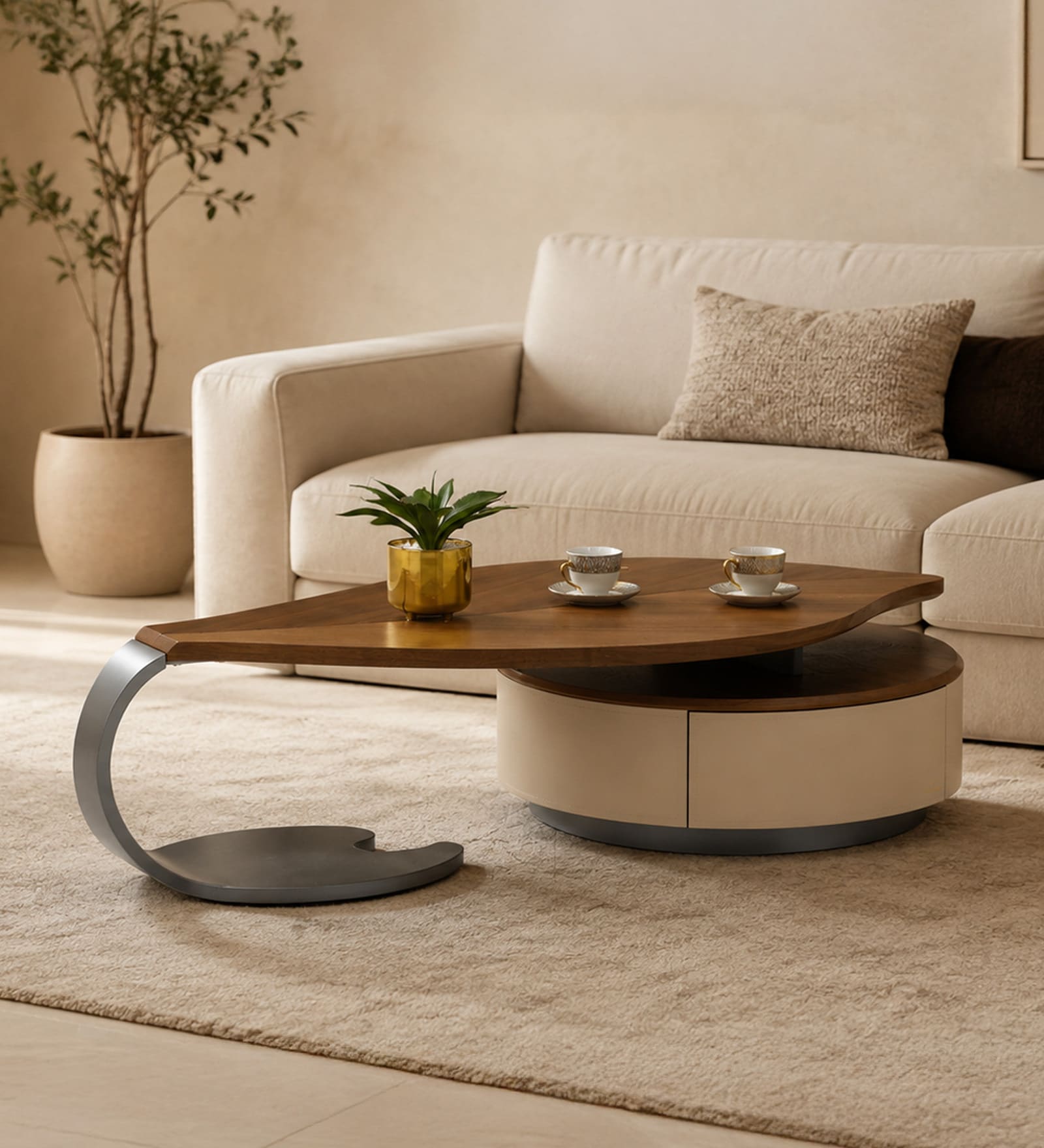 Natura Coffee Table In Walnut Finish Natura Coffee Table In Walnut Finish