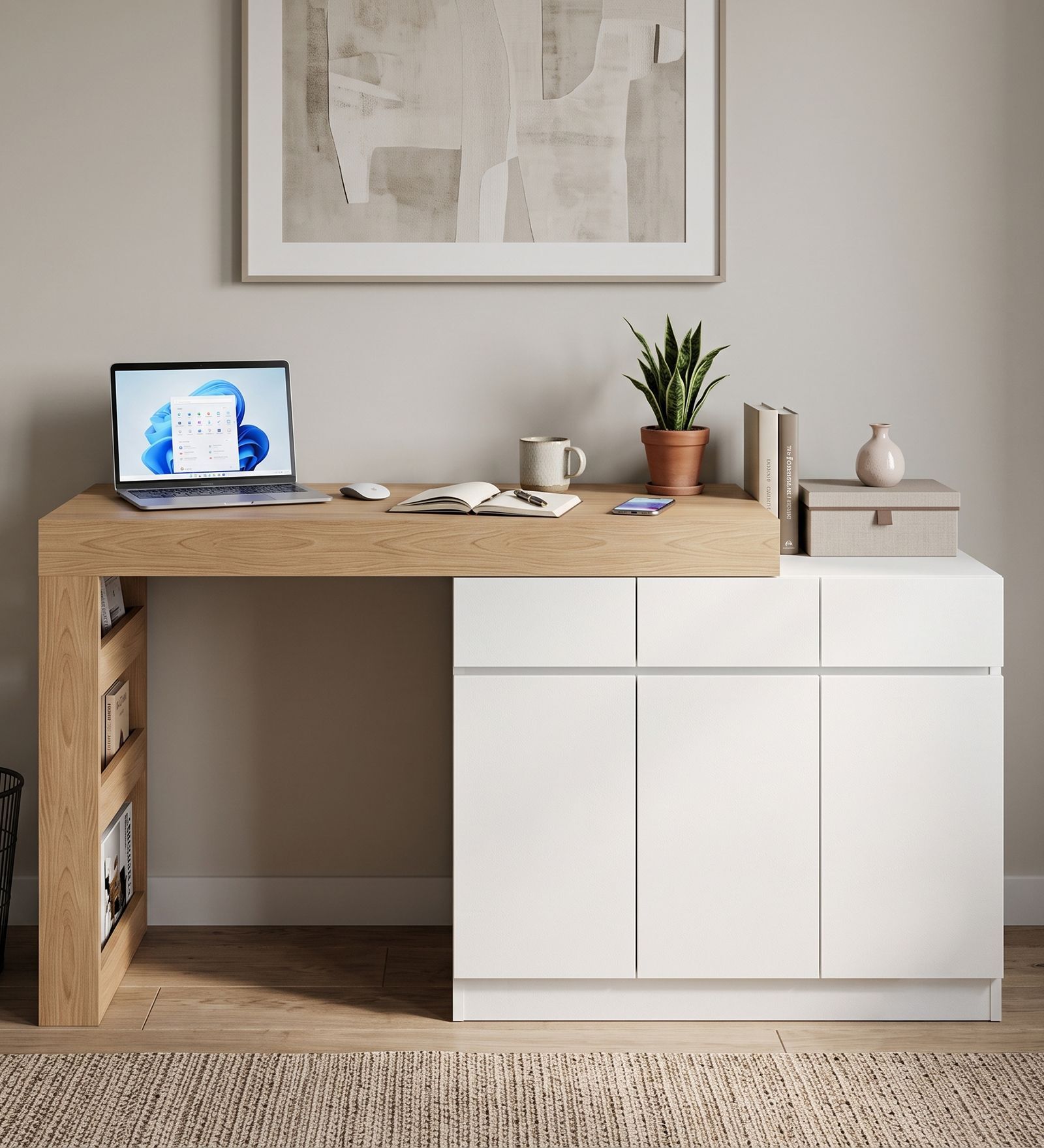 Natura Study Table in Beige and White Finish Natura Study Table in Beige and White Finish