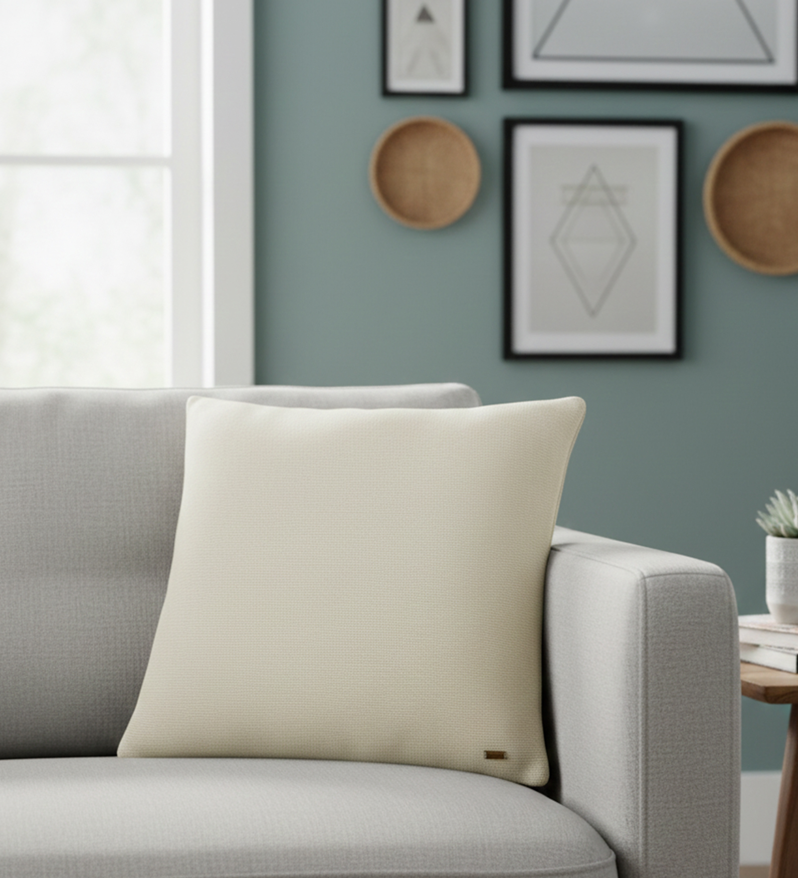 Natural 100% Cotton Transfer Knit 24X24 Inches Knitted Cushion Cover