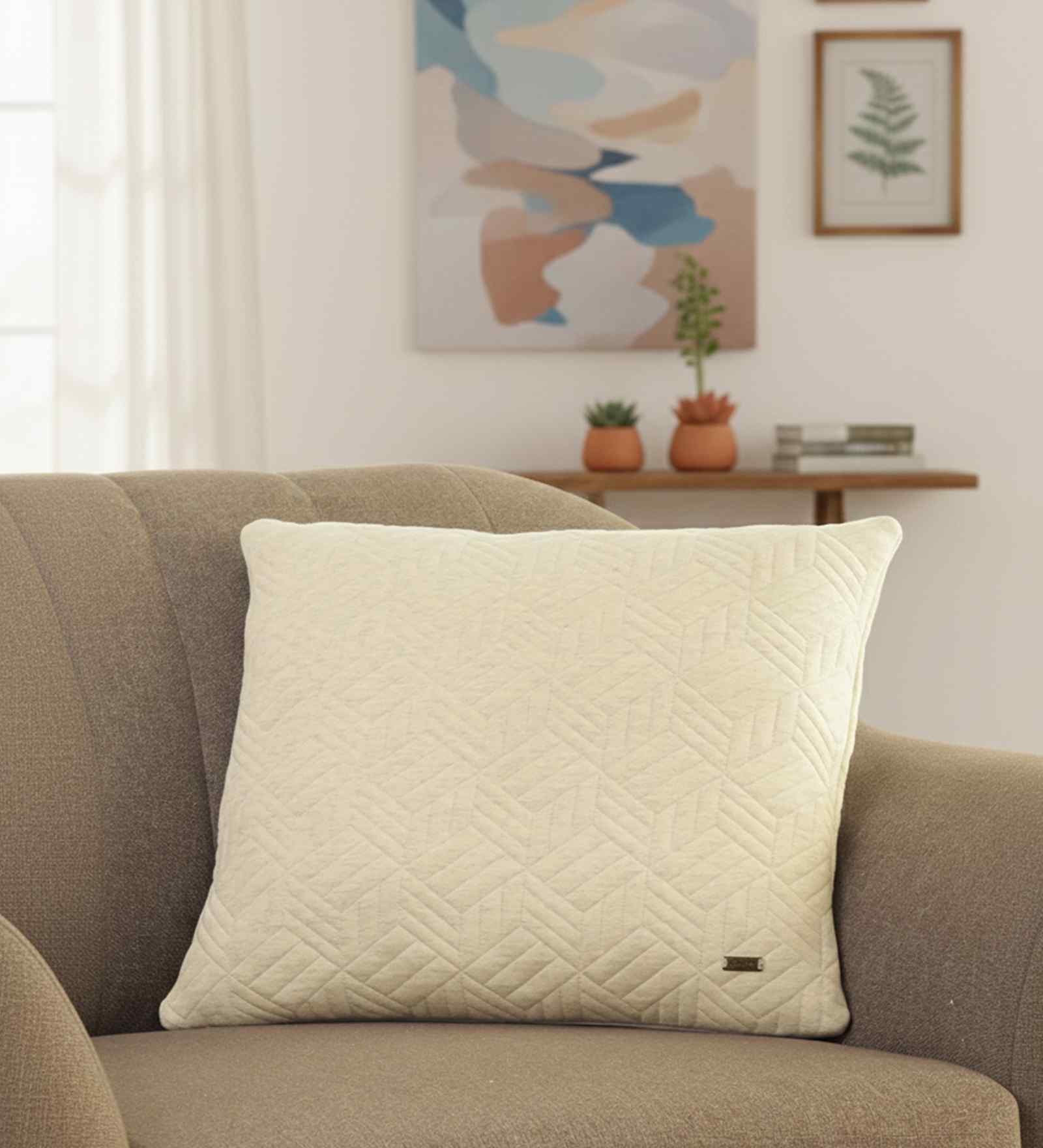 Natural 100% Cotton18X18 Inches Knitted Cushion Cover With Filler