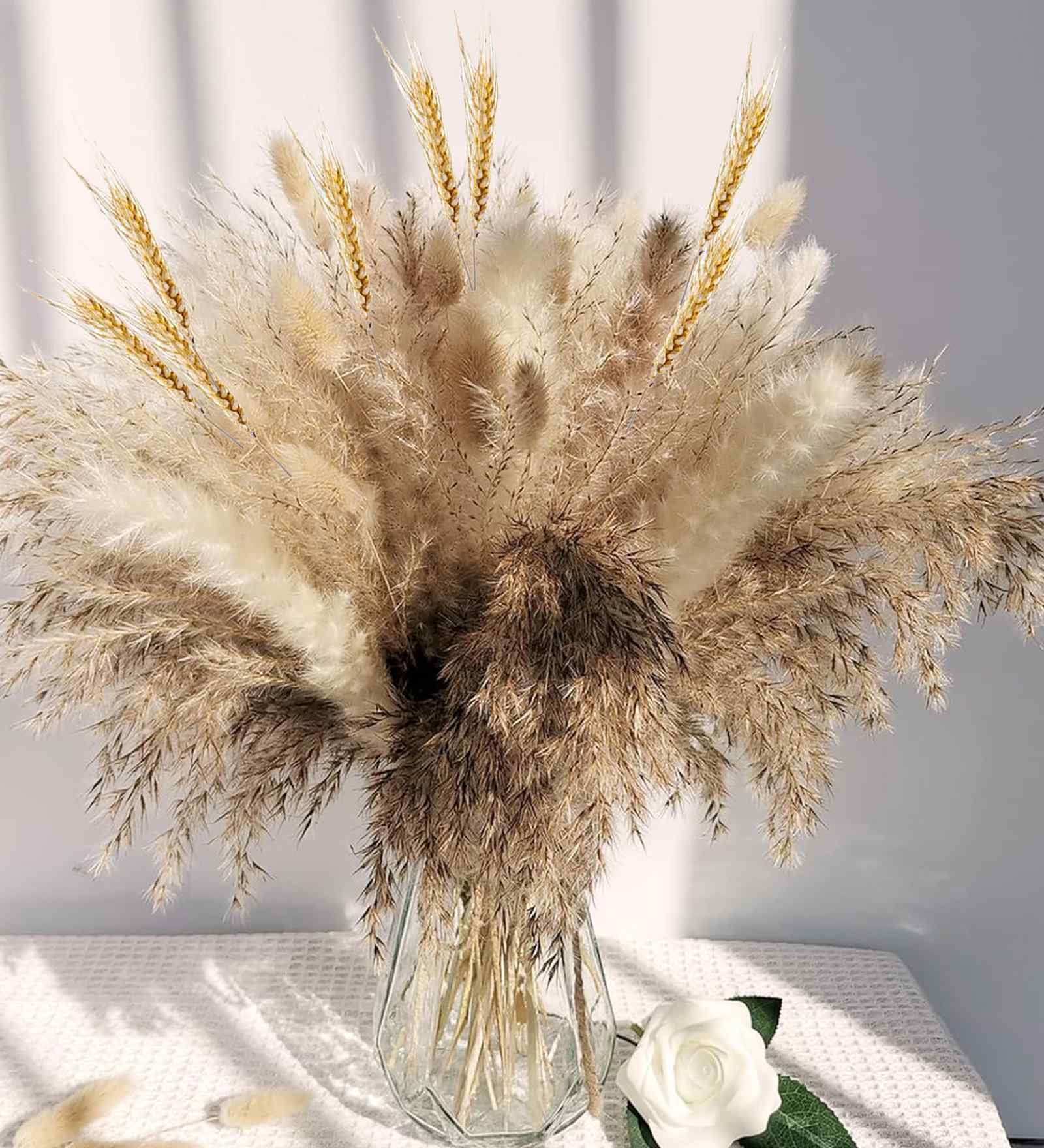 Set Of 100 Brown Metal Boho Pampas Grass Dried Plants
