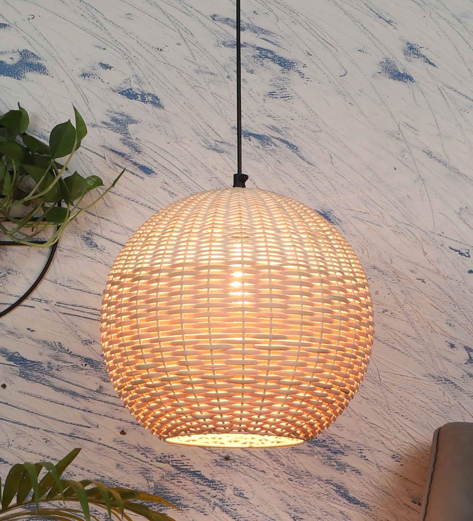 Natural Dome Hanging Lights With Iron & Cloth Plug Type E-14