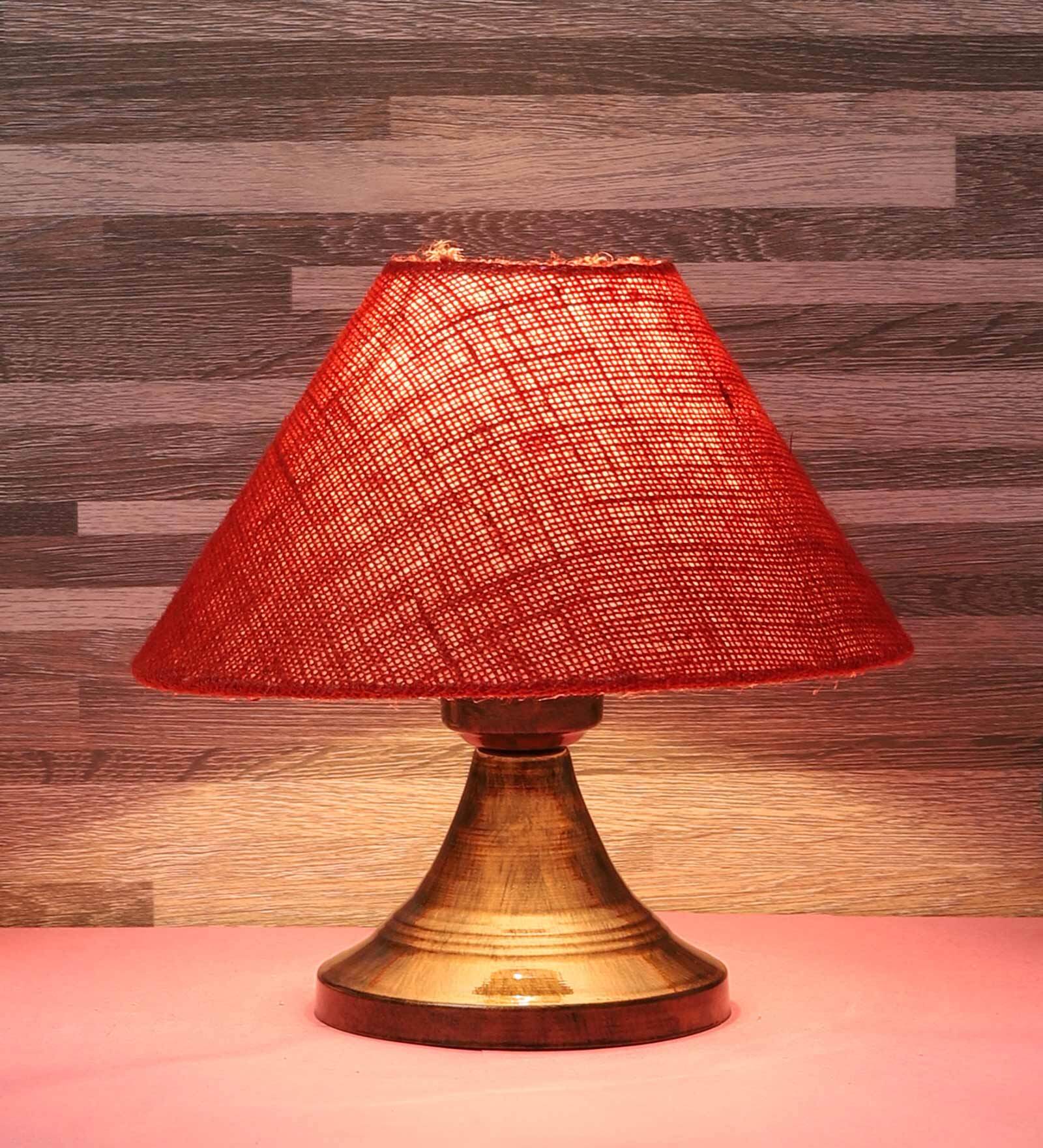Natural Fiber Shade Table Lamp With Copper Base