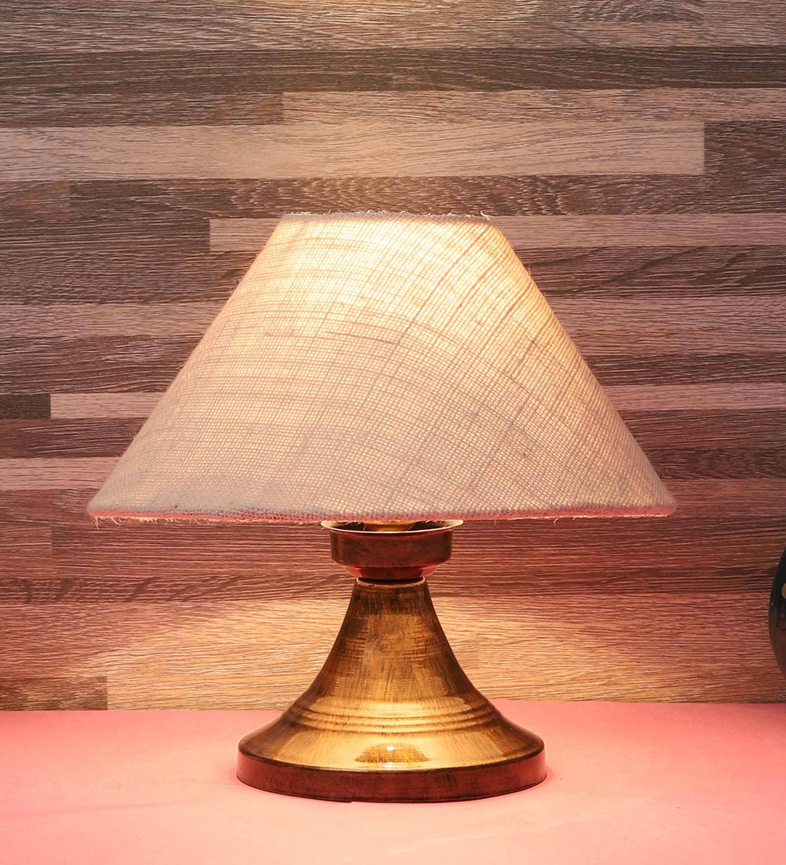 Natural Fiber Shade Table Lamp With Copper Base