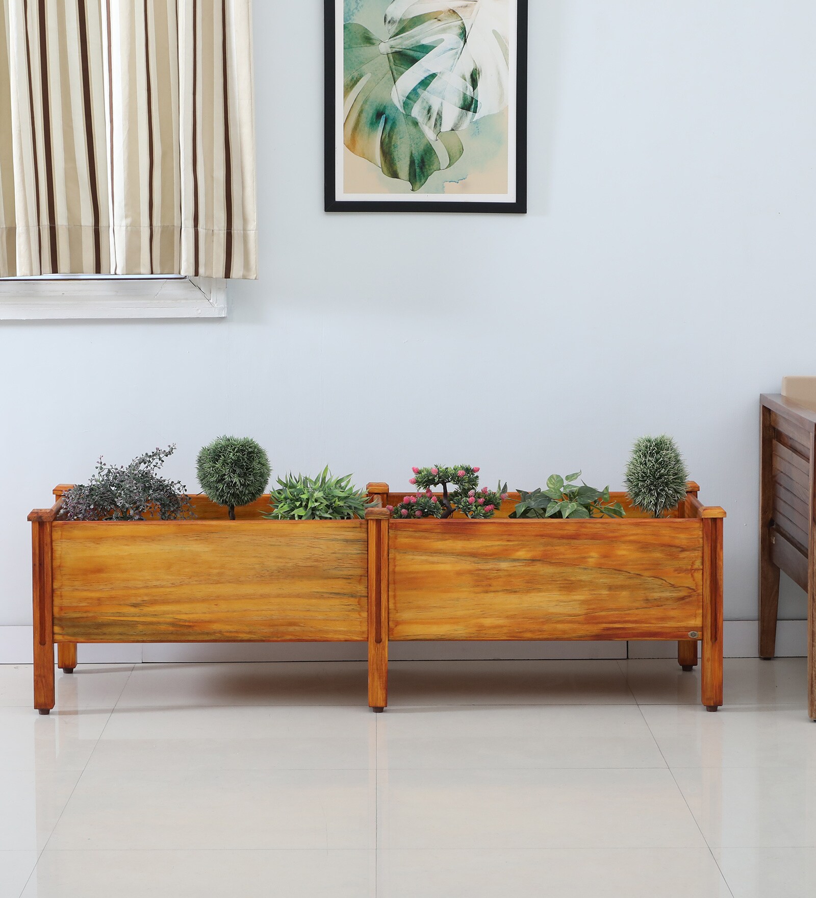 Large Rectangular Natural Finish Pine Wood
Floor Planter