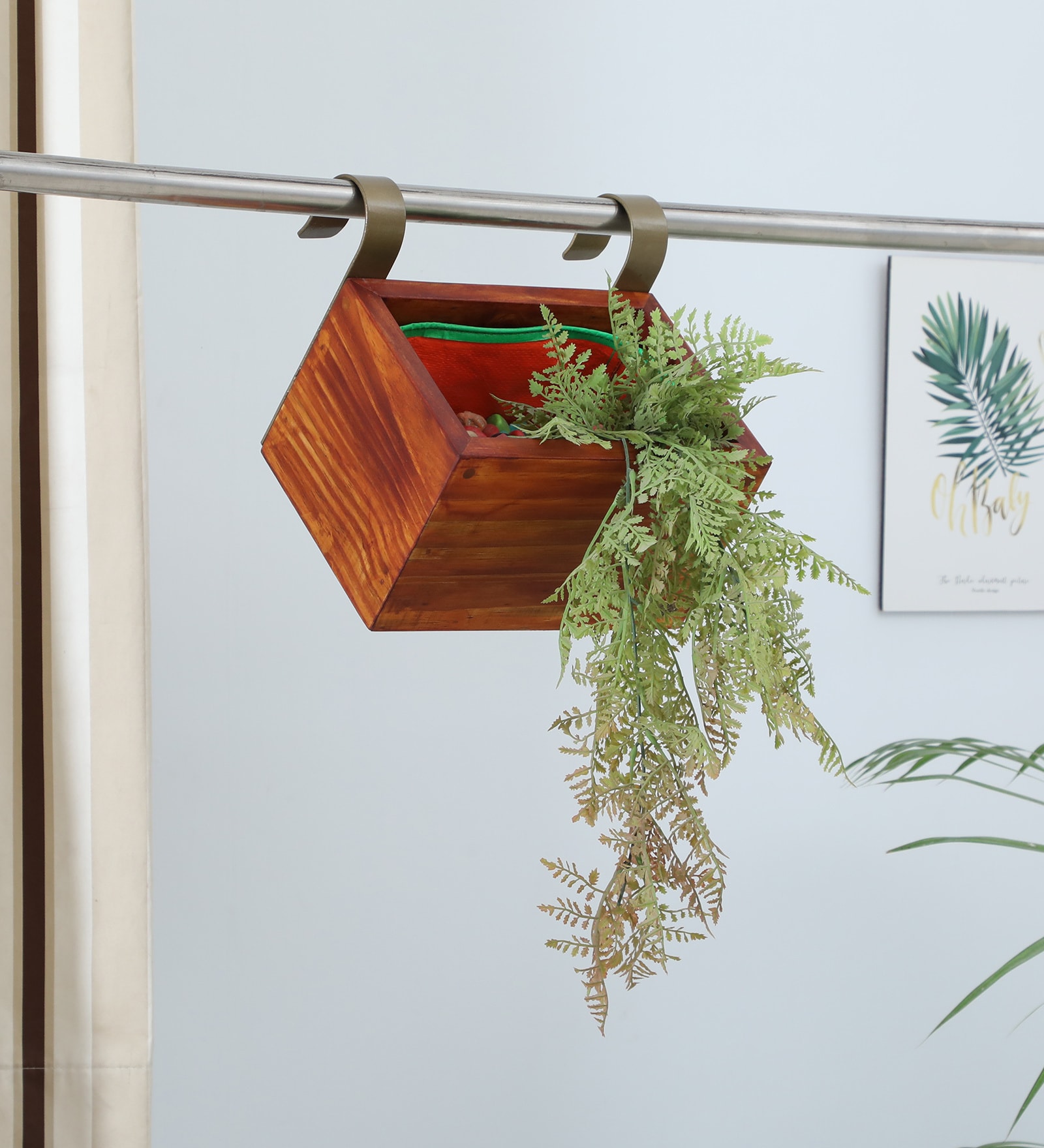 Buy Natural Finish Pine Wood Rectangular Railing Planter by My Eden at