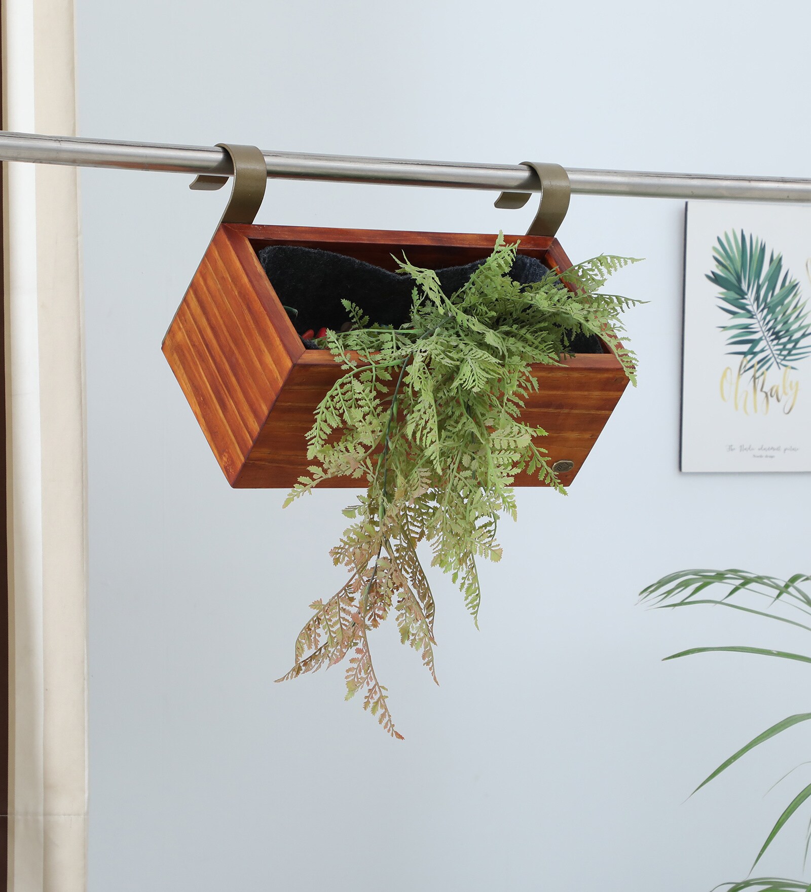 Buy Natural Finish Pine Wood Rectangular Railing Planter at 17% OFF by ...