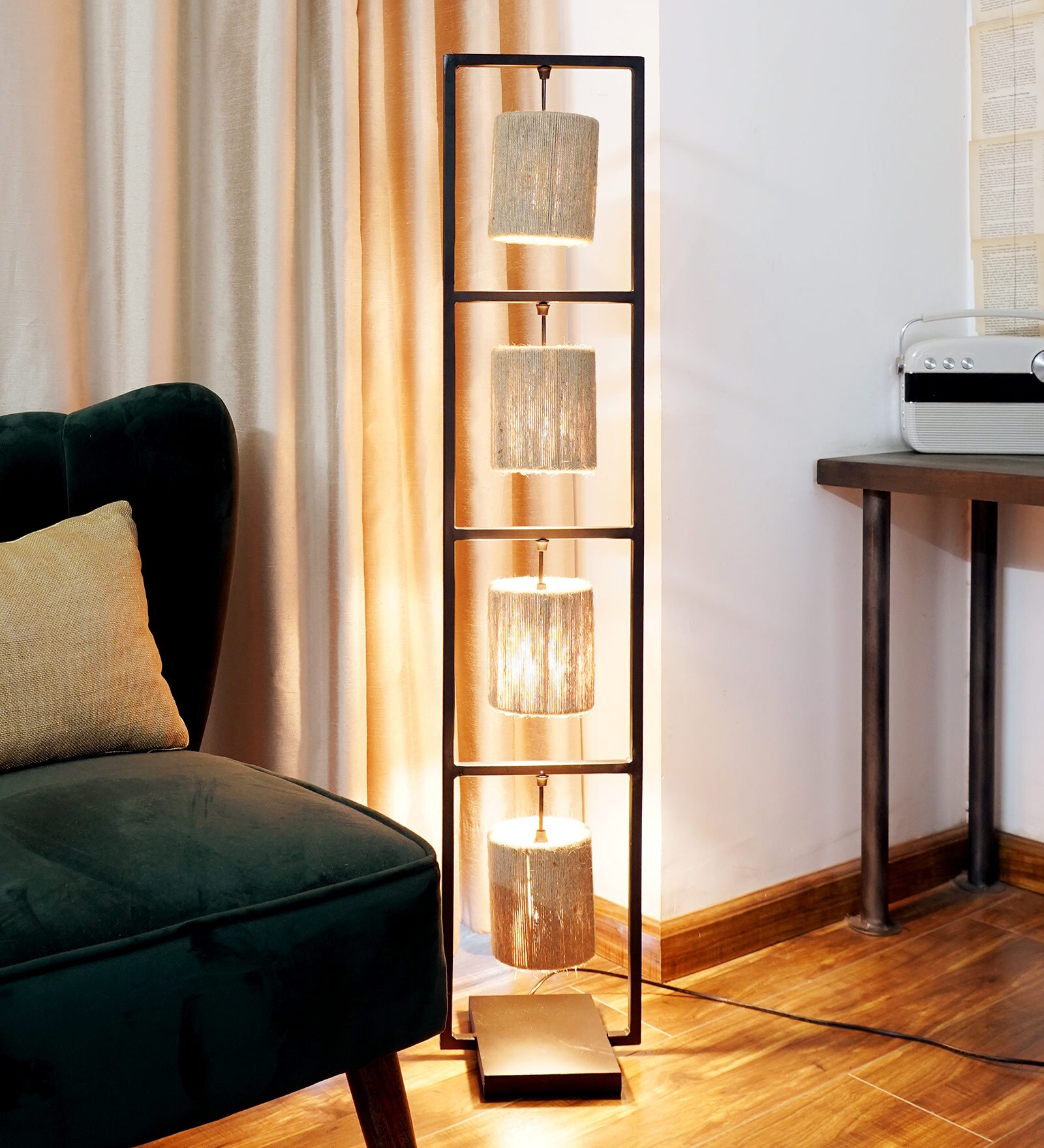 Fondi Natural Jute Shade Novelty Floor Lamp With Iron Base