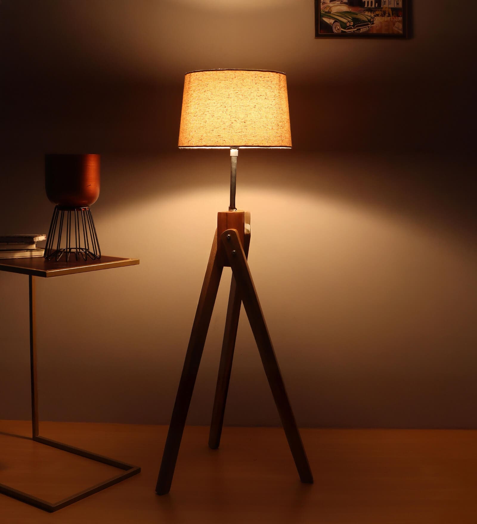 Natural Mango Wood Floor Lamp (1 Piece)