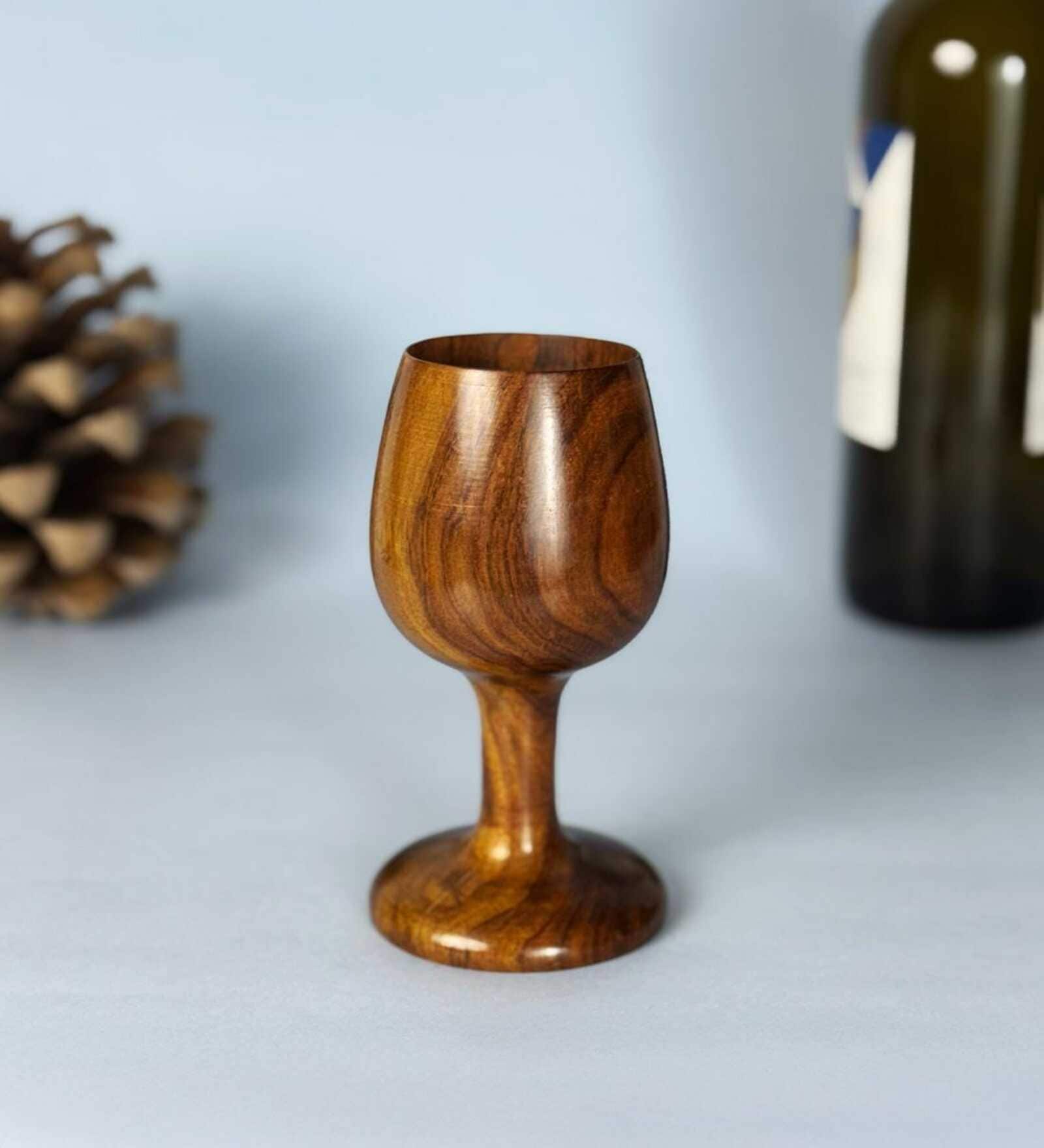 Natural Rose Wood Wine Glass