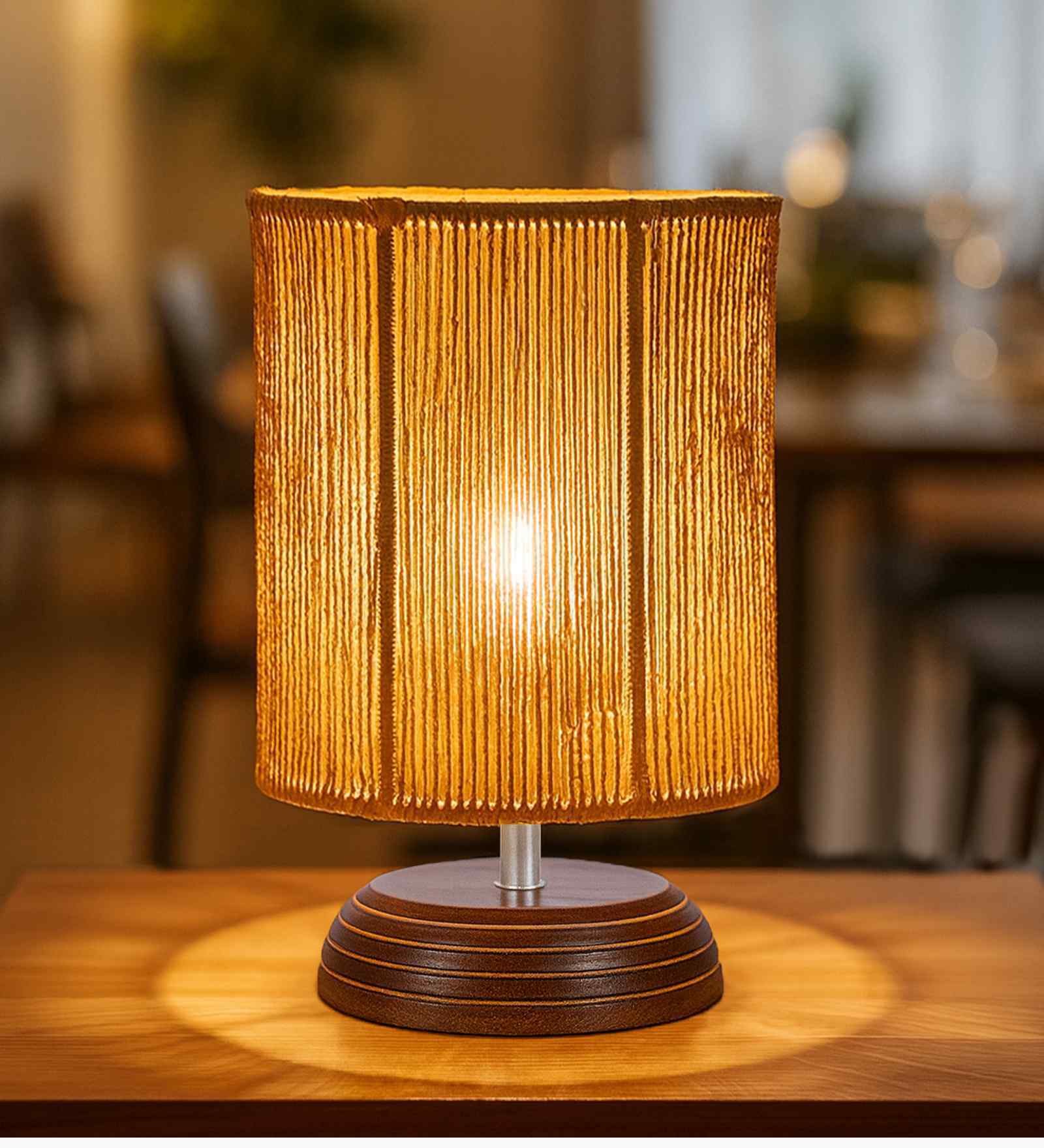 Natural Weave Rope Straight Table Lamp