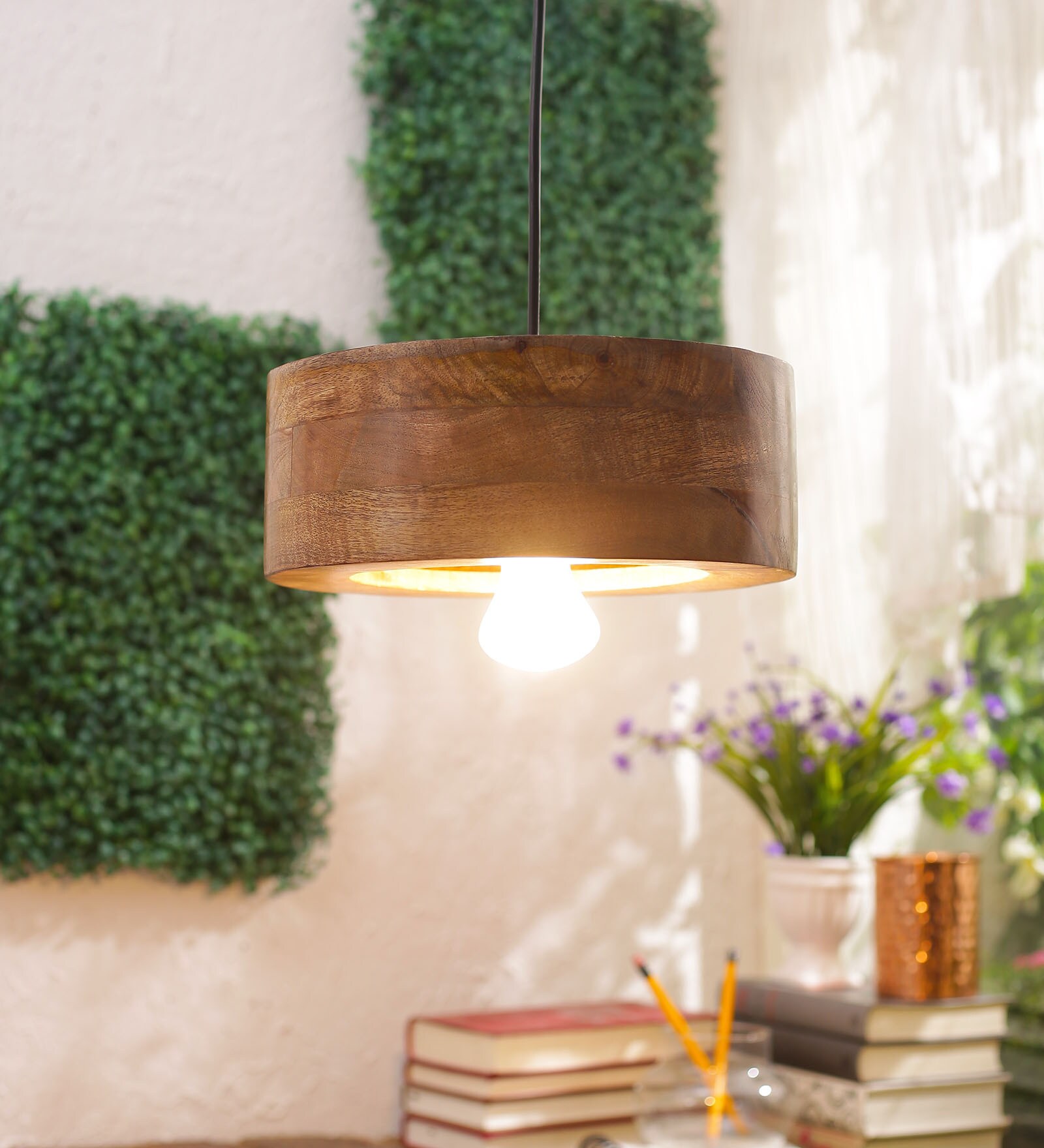 Trapzo Porto Brown Wood Hanging Light