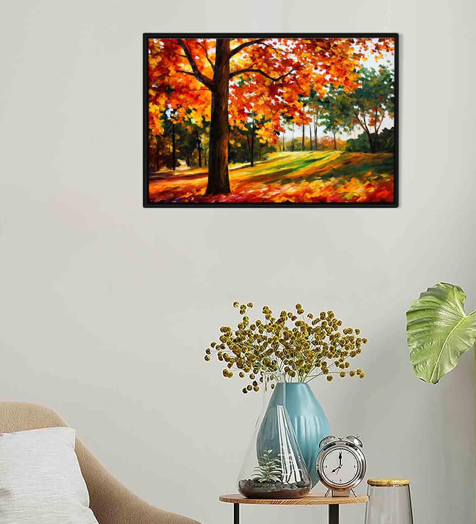 Buy Nature Blessings Multicolour Synthetic Wood Framed Canvas Wall ...