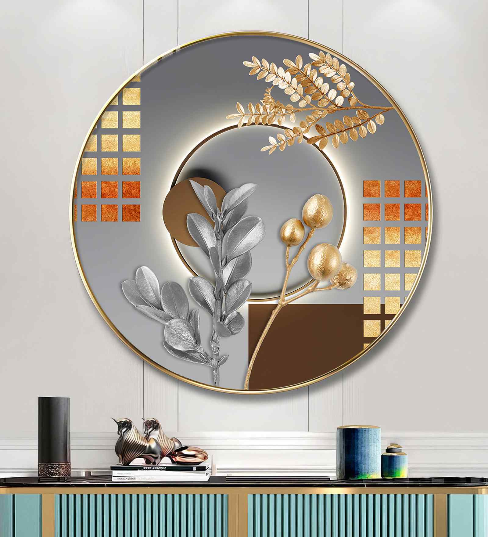 Nature Inspired Acrylic Round Wall Art