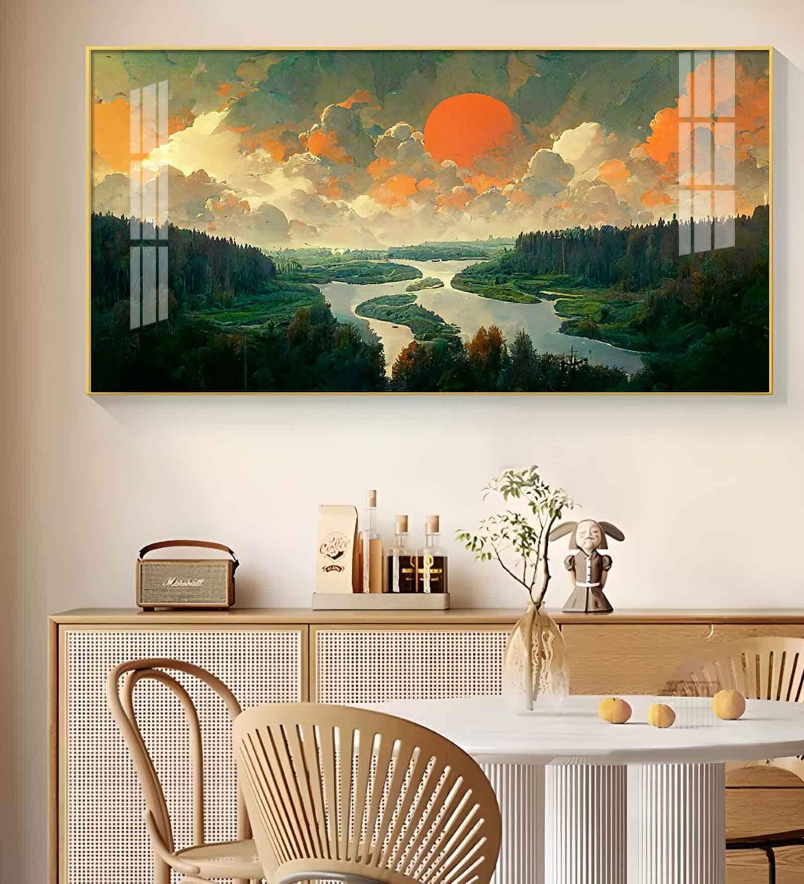 Nature Peaceful Glass Finish Horizontal Wall Art