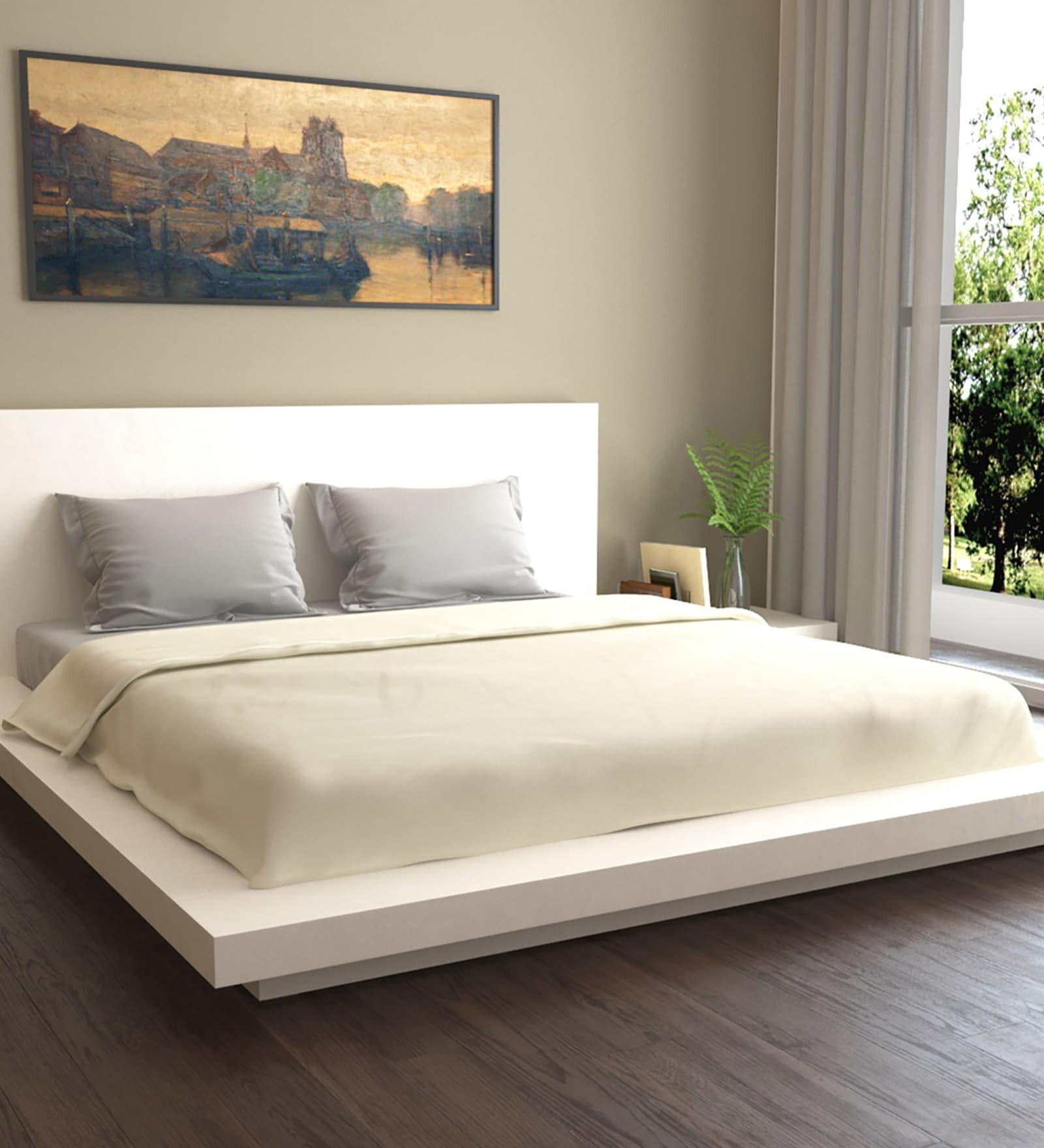 Naturelle Cream 100% Cotton Double Bed Duvet Cover