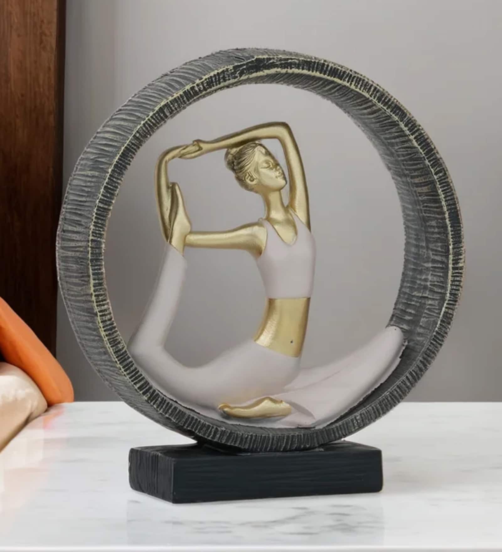 Naukasana Yoga Figurine | Resin Material | On Base used Felt for Grip and Table Protect | Ideal for Table Decor and Shelves Showpiece