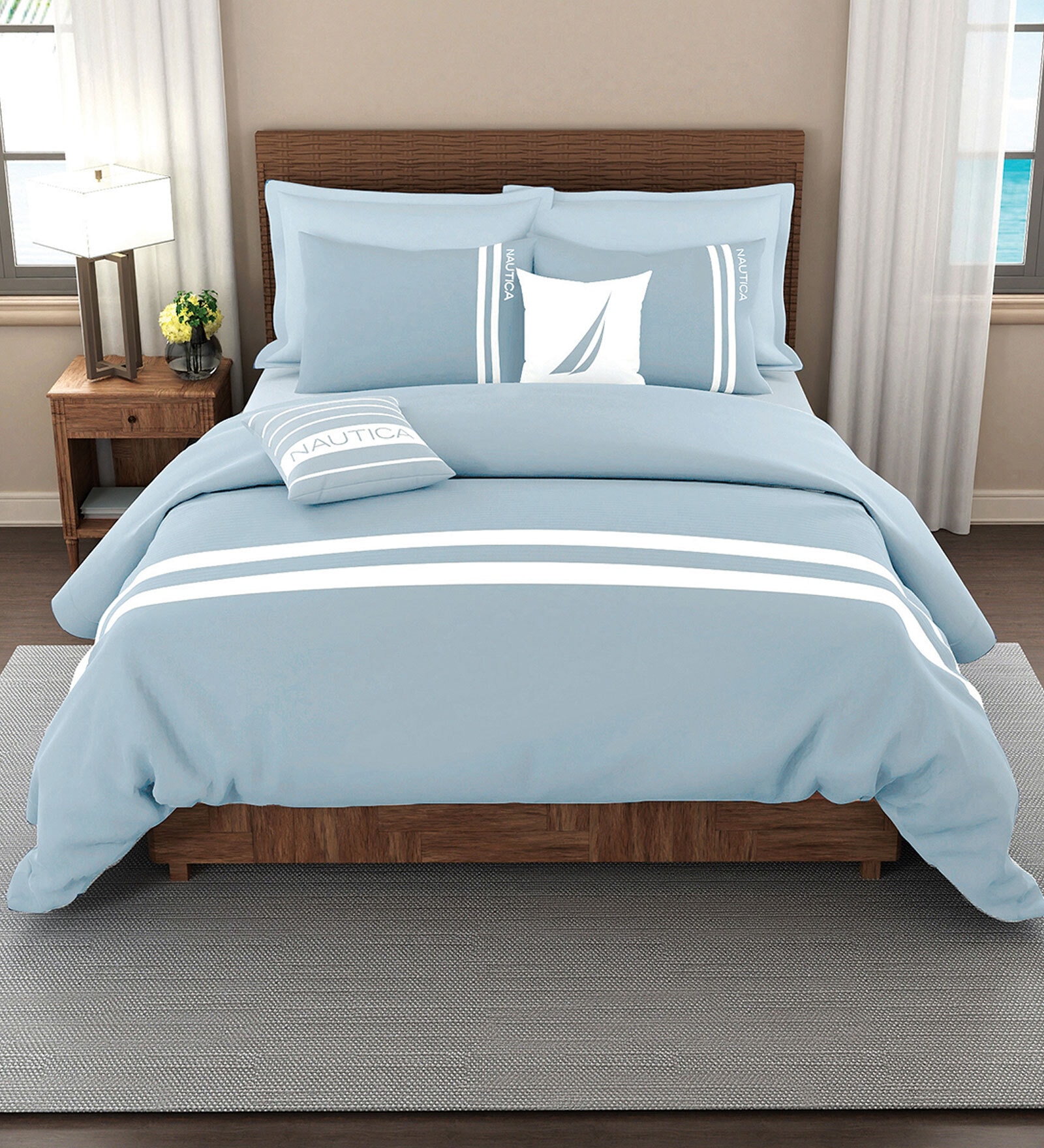 Sky Blue 100% Egyptian Satin Cotton Solid King Bedsheet With 2 Pillow Covers