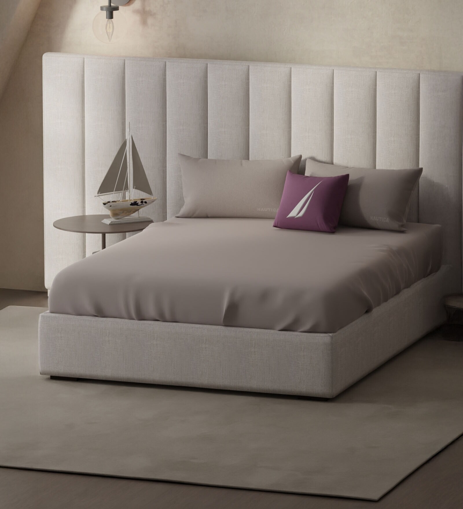 Mauve 100% Cotton Solid Super King Size Bedsheet With 2 Pillow Covers