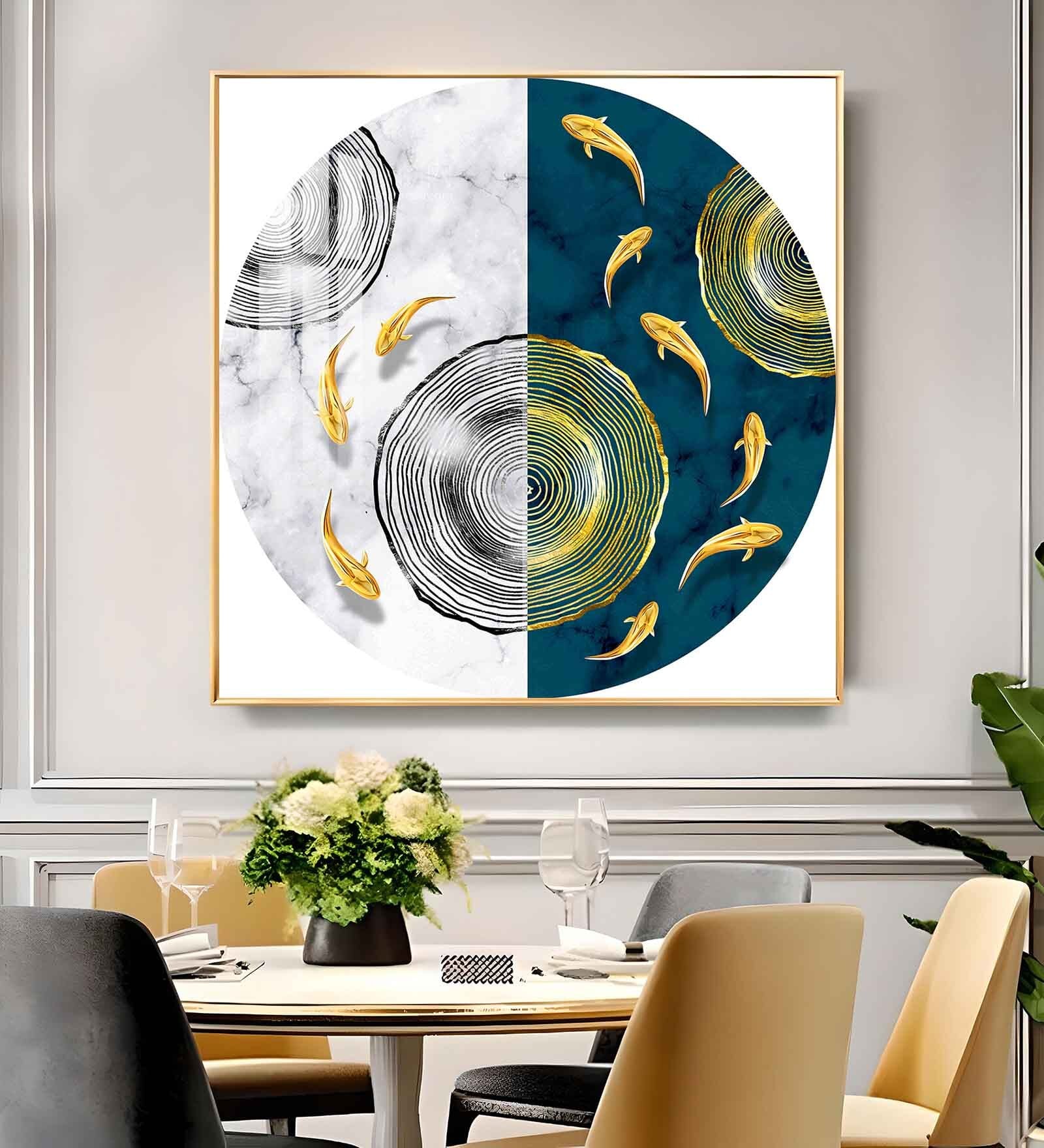 Nautical Whirl Glass Finish Square Wall Art