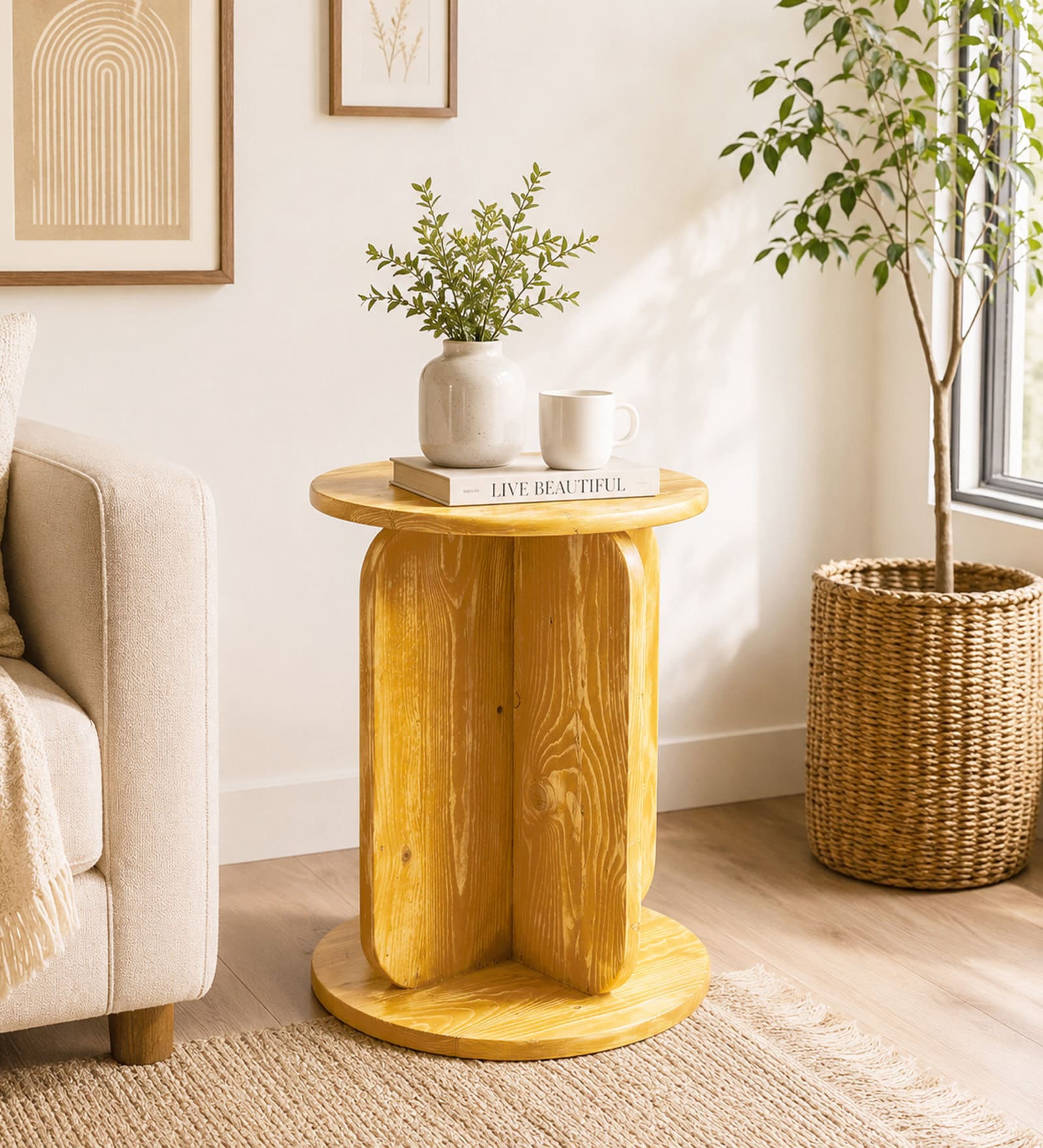 Navarra Pine Wood Side Table In Amber Gold Finish Navarra Pine Wood Side Table In Amber Gold Finish