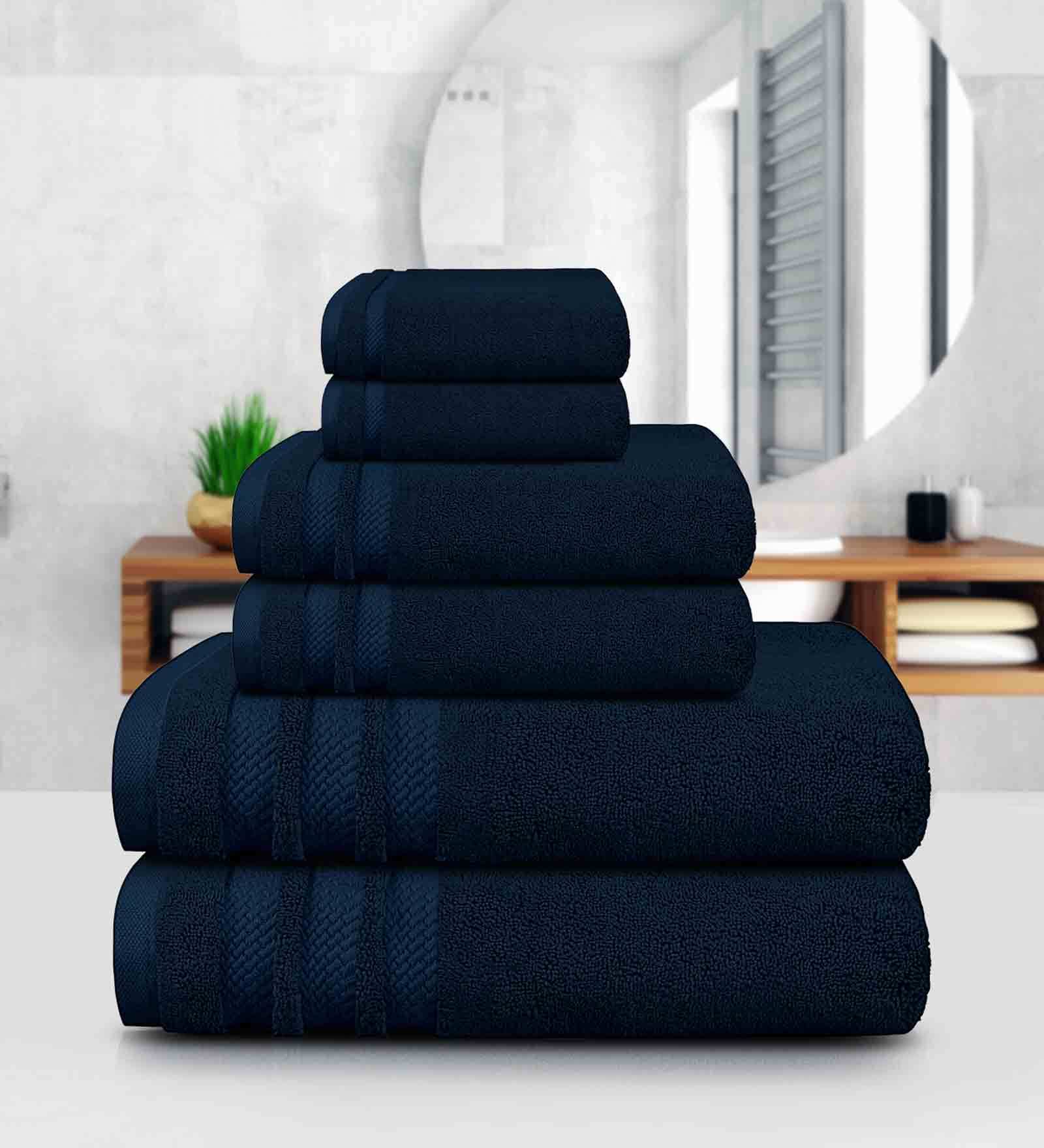 Navy 625 GSM 100% Cotton 6 Pieces Towel Set