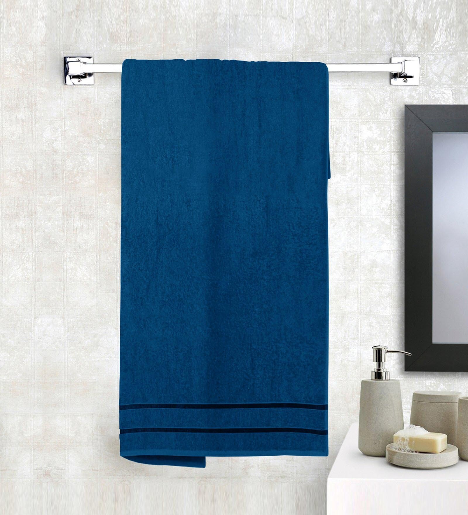 Buy Blue Solid 450 GSM Cotton Bath Towel by StoryHome at 68 OFF by