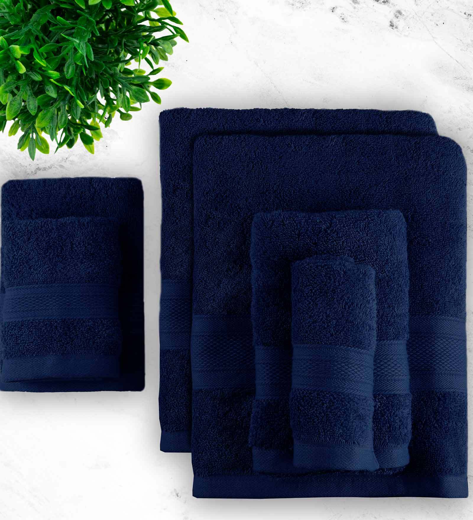 Navy 500 GSM 100% Cotton 6 Pieces Towel Set