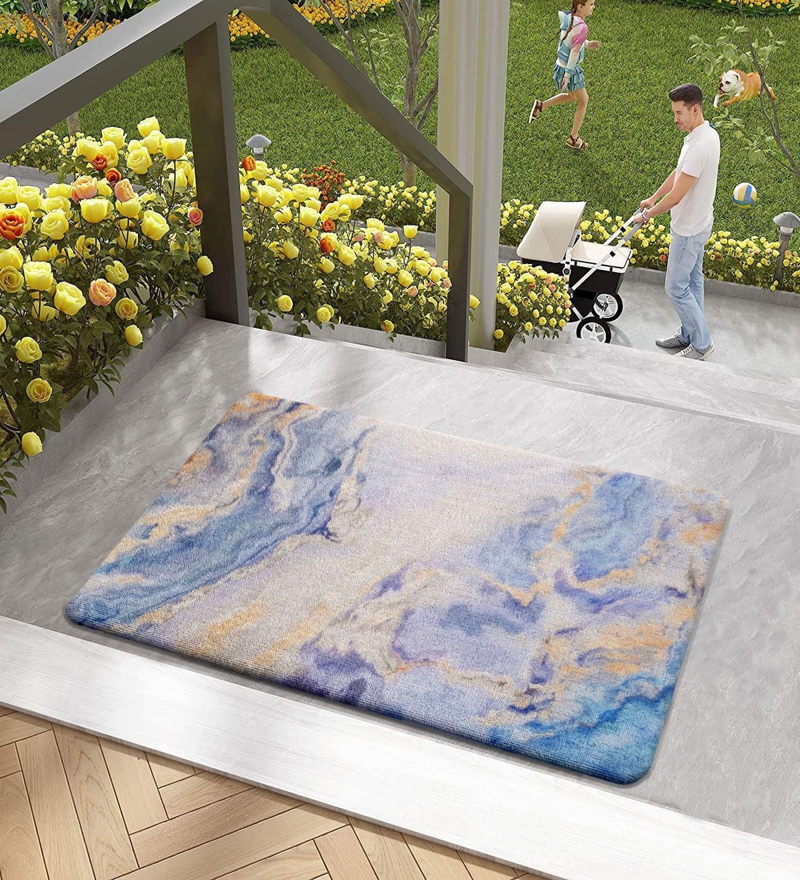 Navy Anti Fatigue 16x24 Inches Anti Skid Door Mat