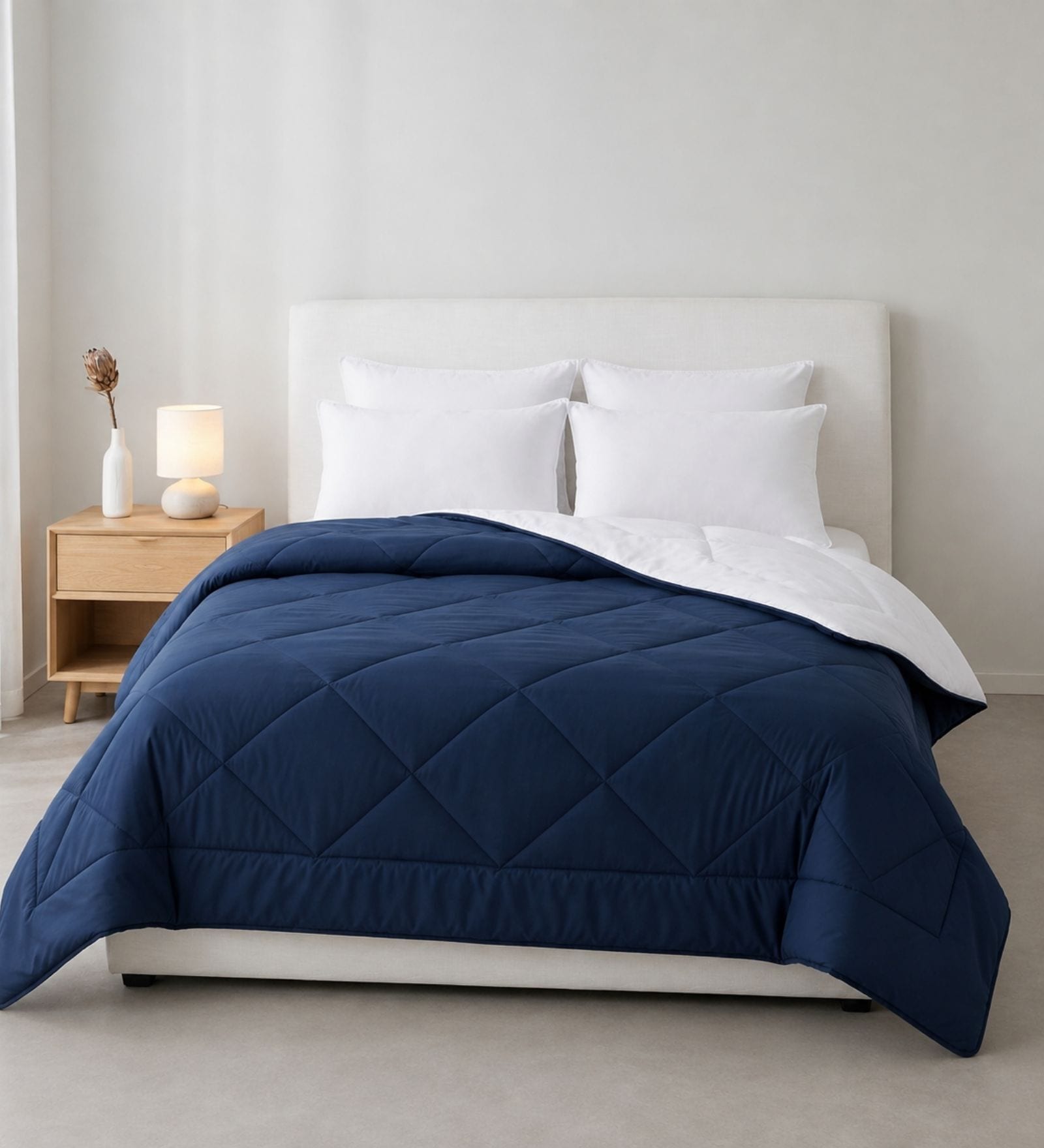 Navy Blue & White 200 GSM Reversible Comforter