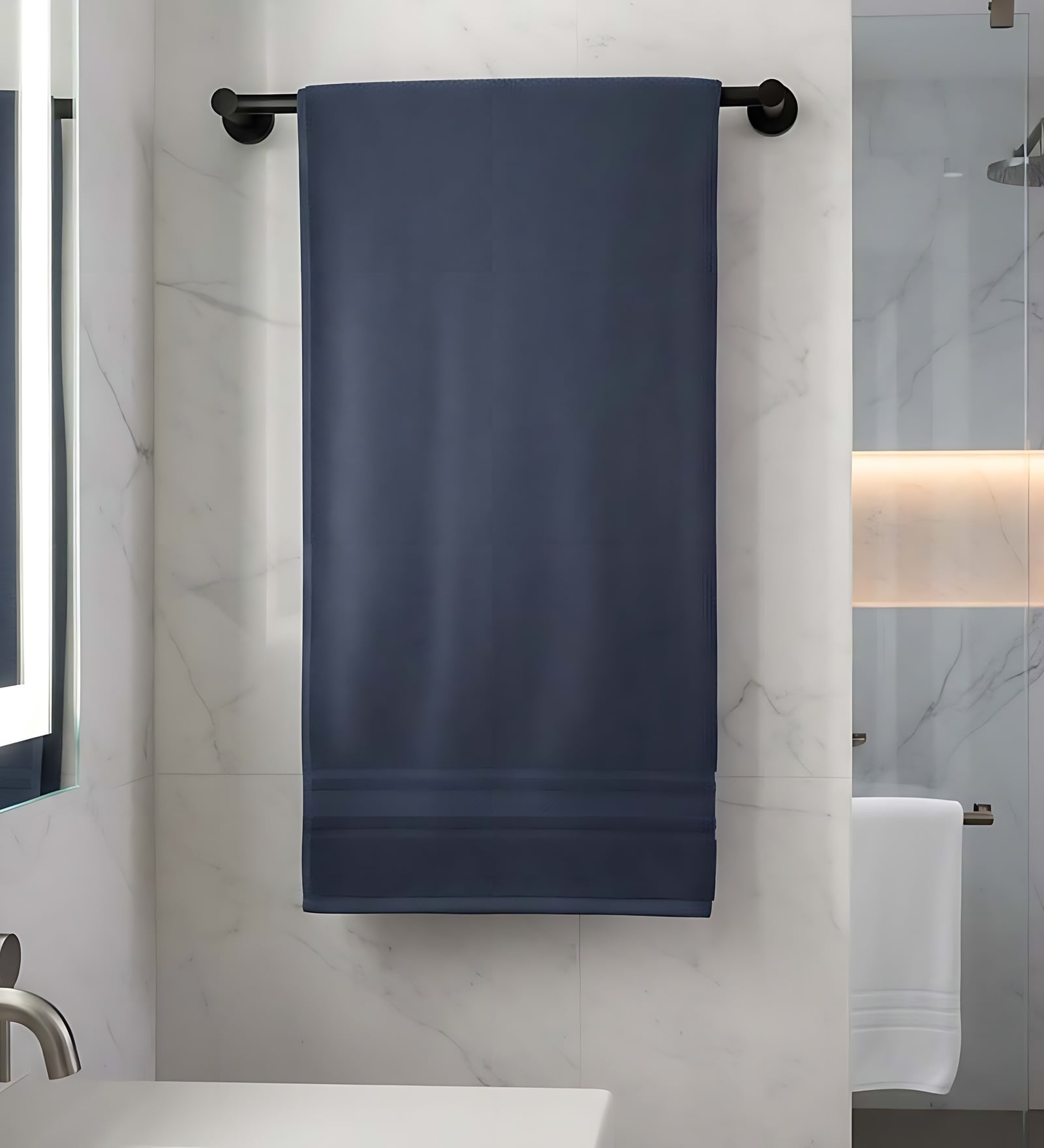 Navy Blue Soft Cotton 500 GSM Solid Bath Towel