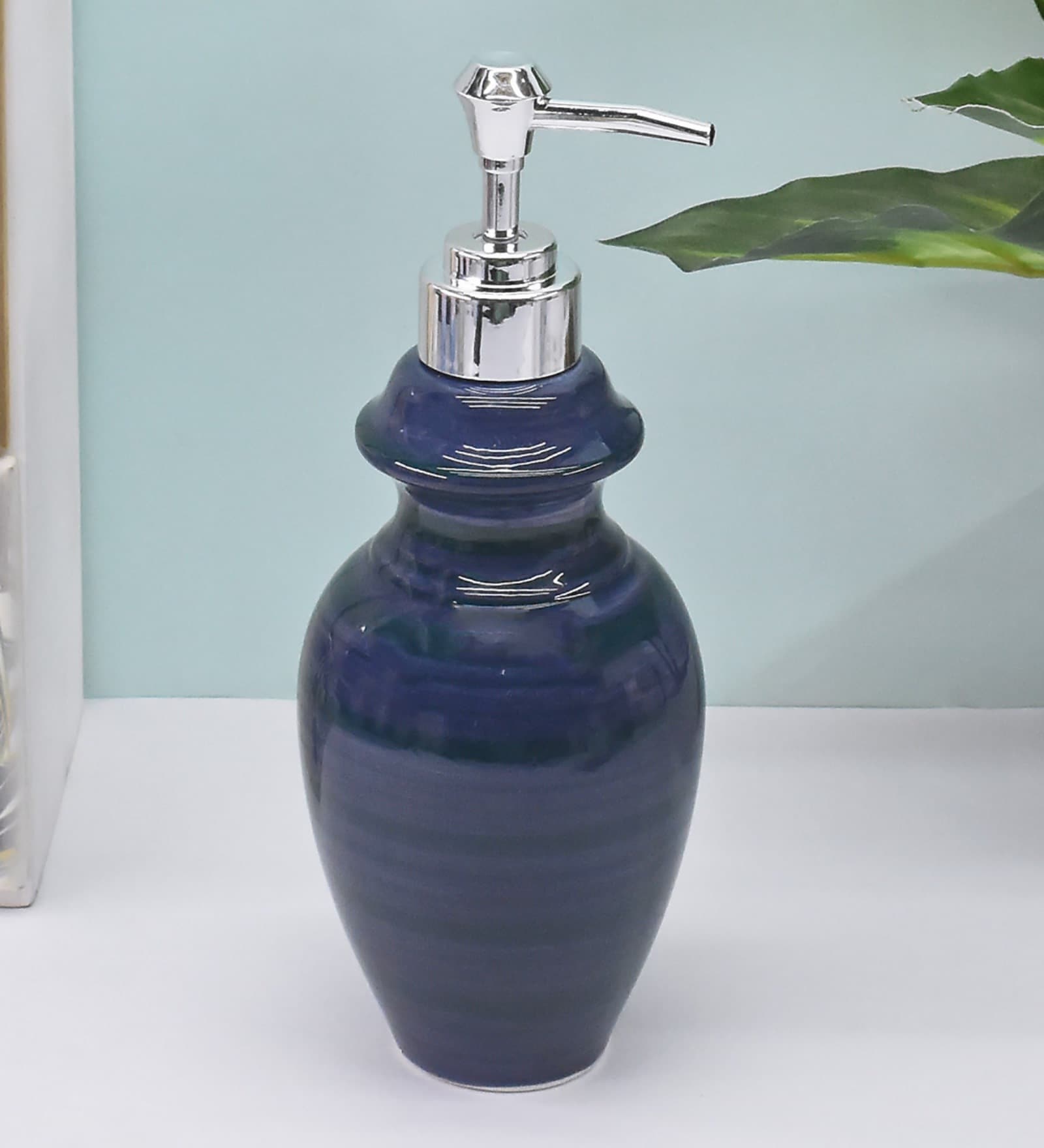 Navy Blue 300 ml Ceramic Liquid Soap Dispenser