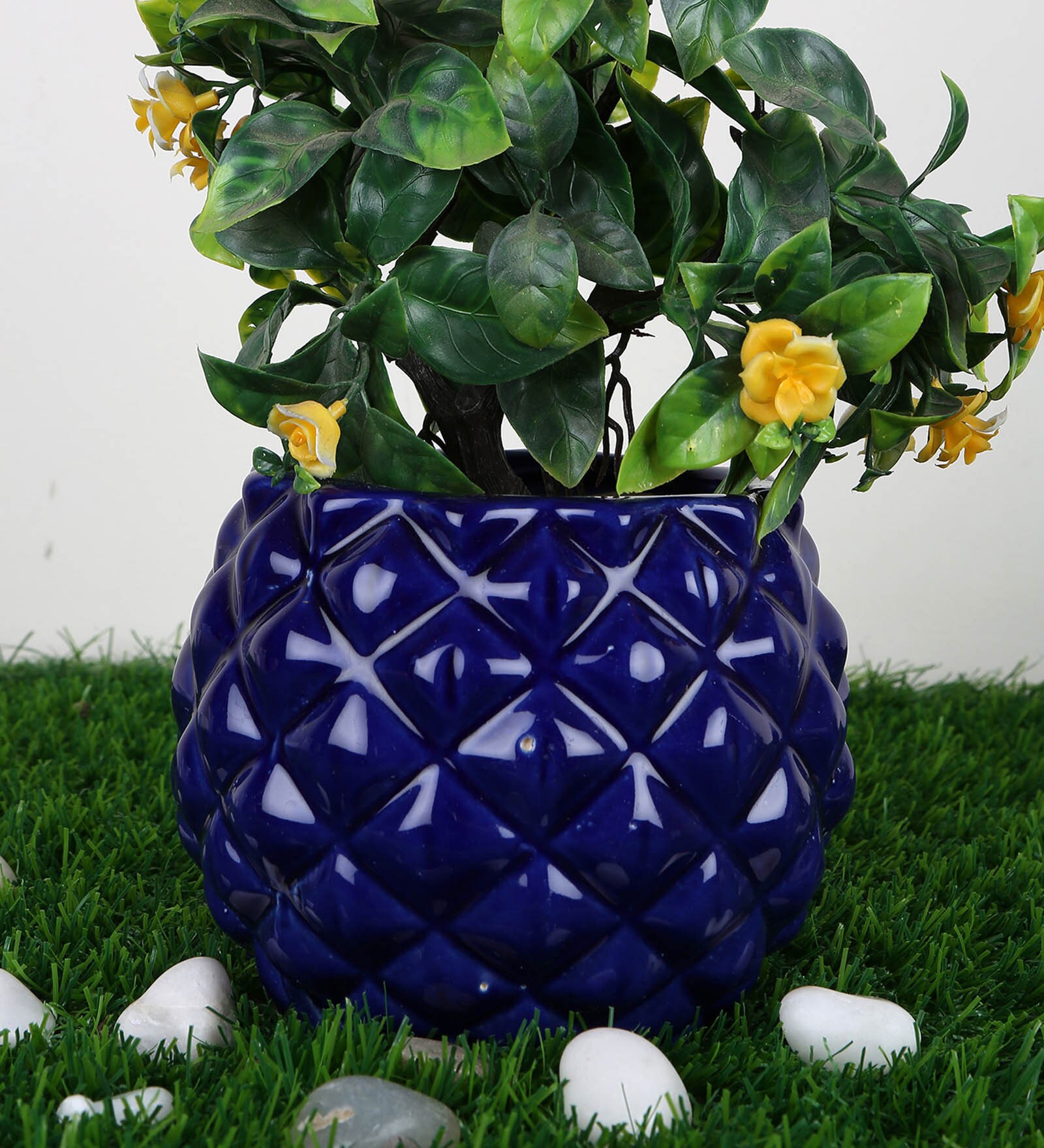 Buy Navy Blue Ceramic Pineapple Bowl Shape Planter at 43 OFF by