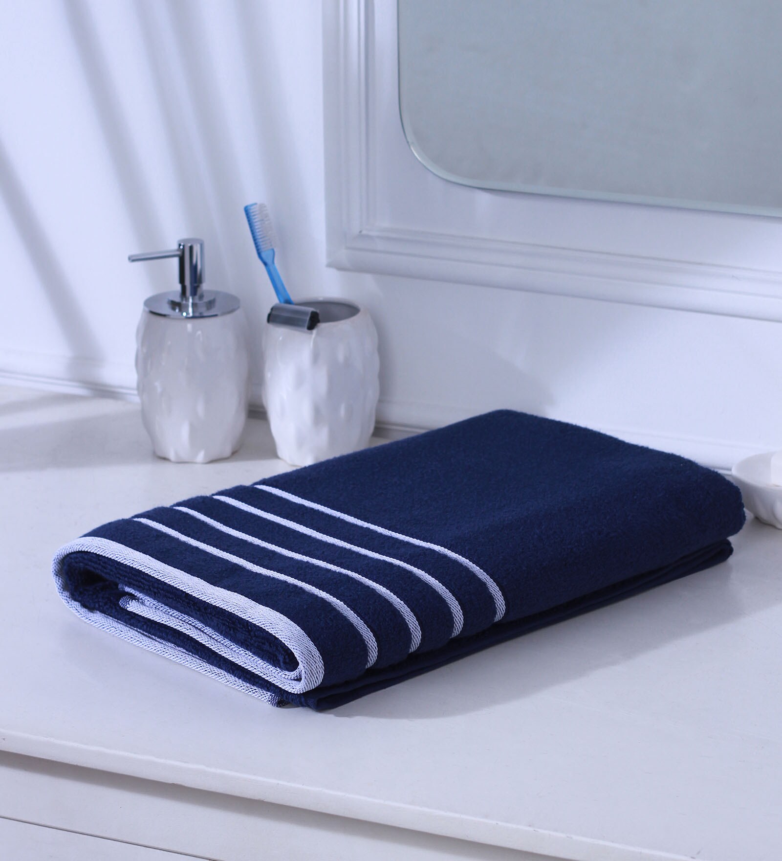 Buy Navy Blue Cotton Bath Towel by Mark Home Online Bath Towels