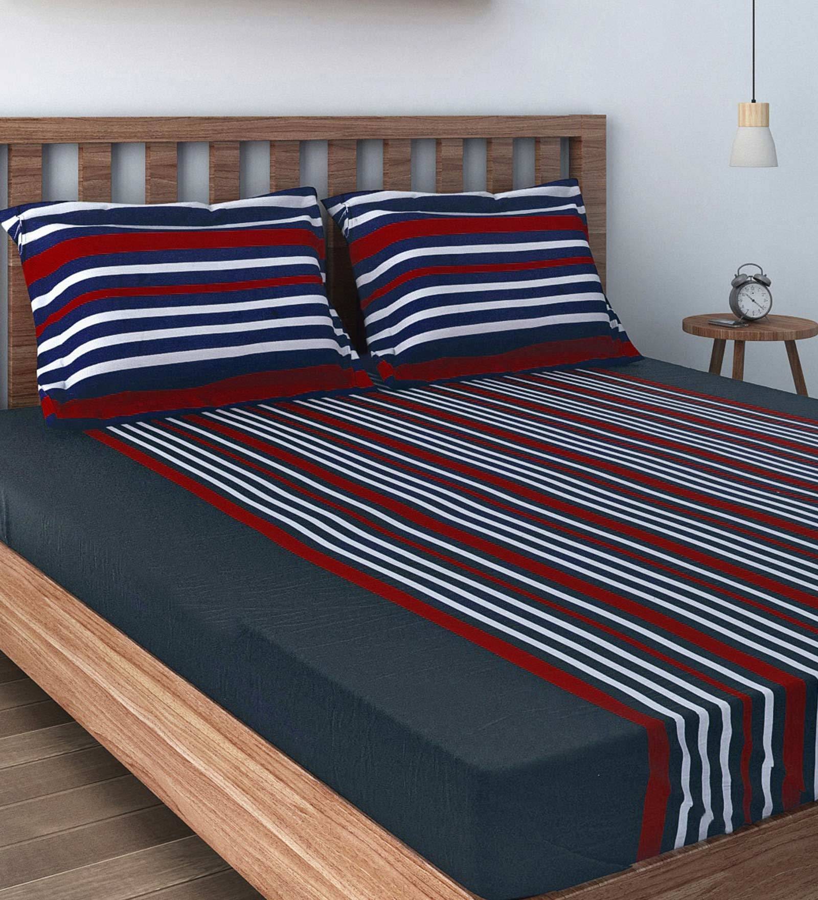 Navy Blue Cotton Single Size Bedsheet