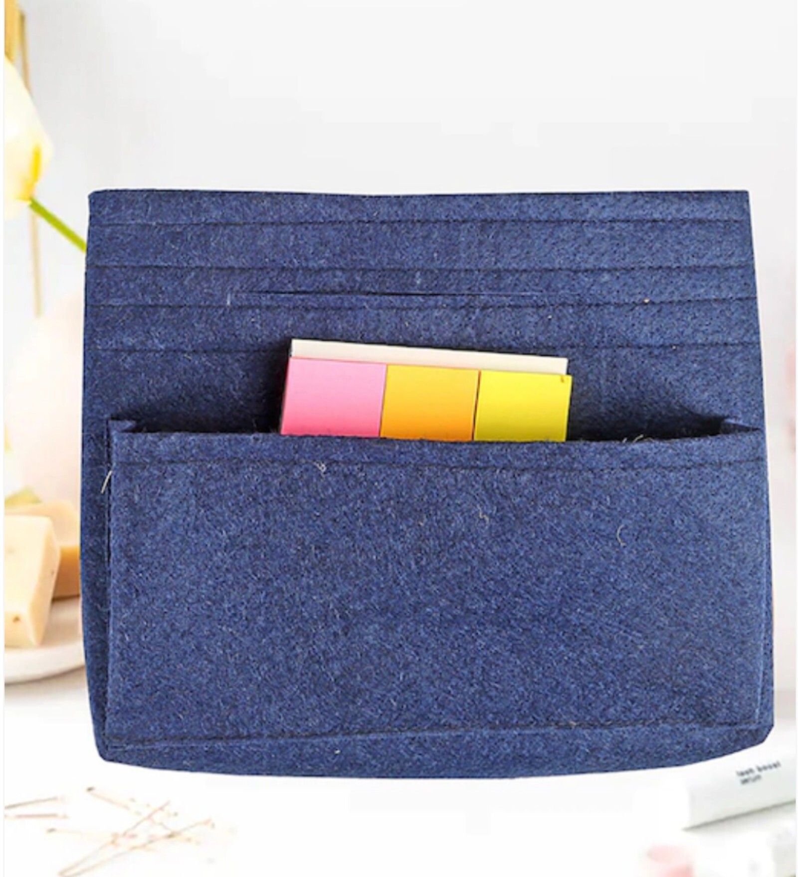 Navy Blue Felt Foldable Storage Organiser