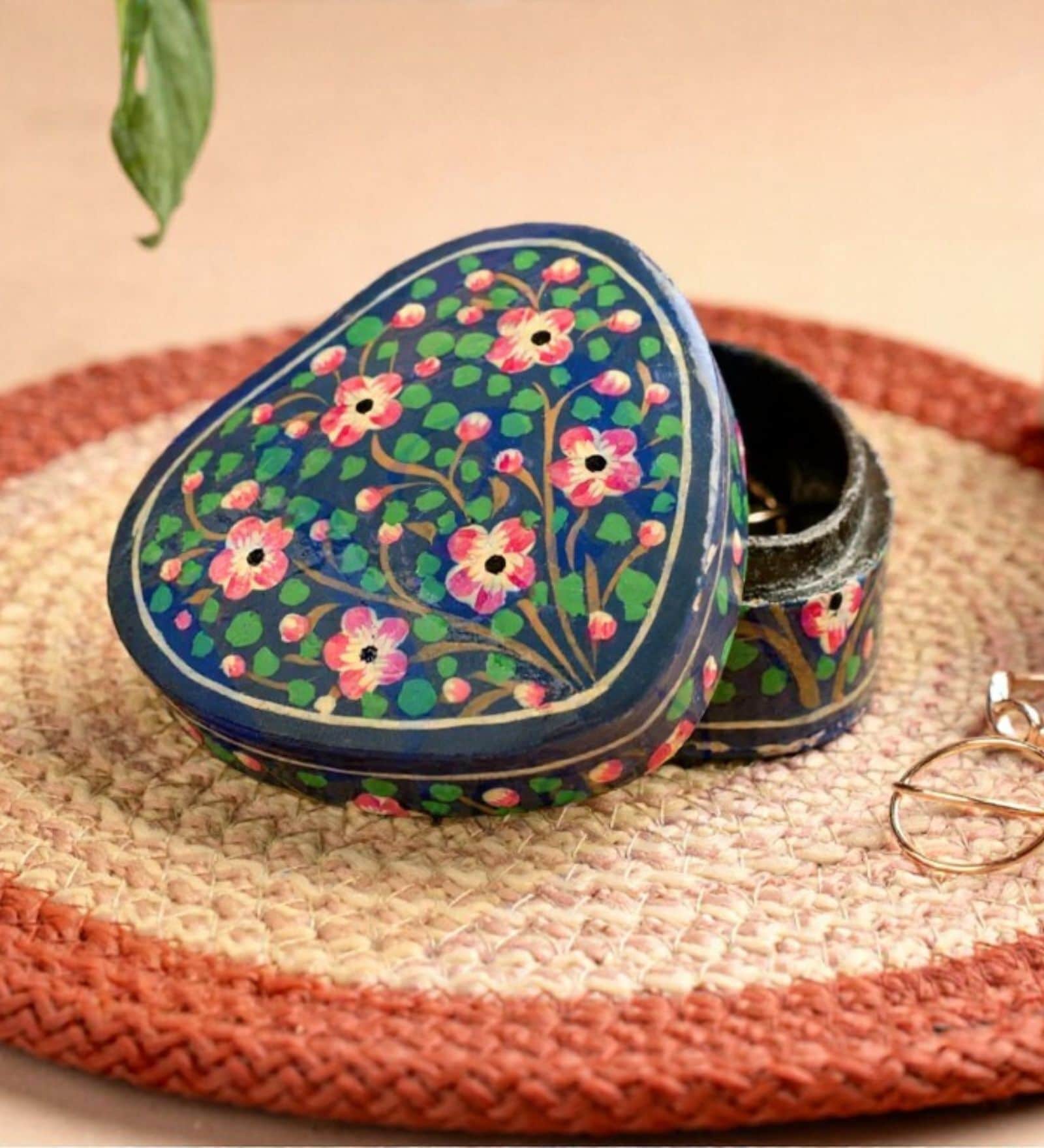 Navy Blue Paper Mache Kashmiri Paper-Mache  Box