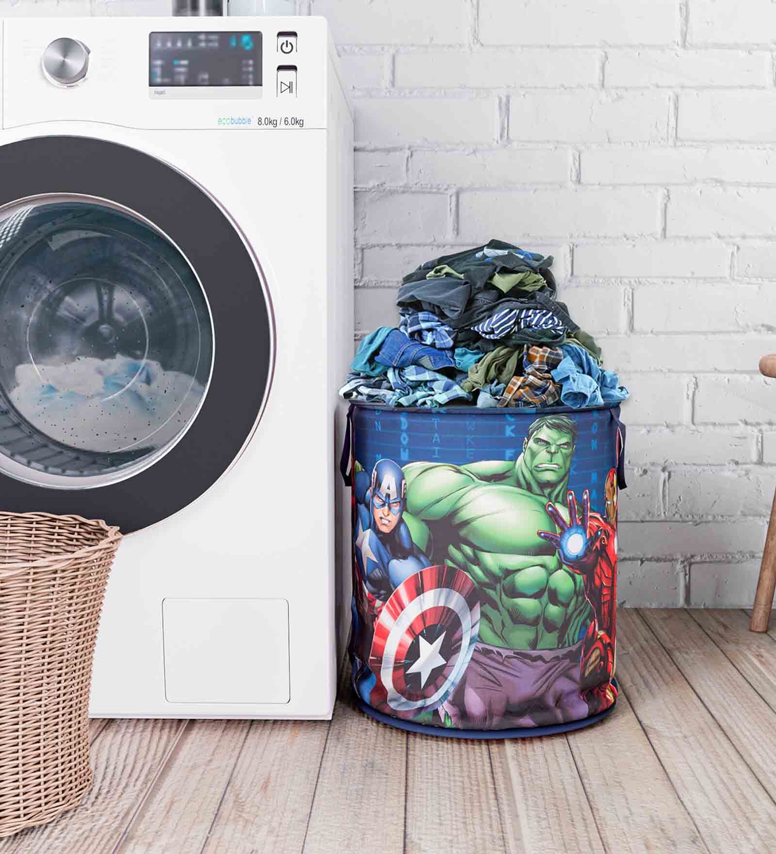 Navy Blue Polyester Foldable 45 Litre Laundry Basket