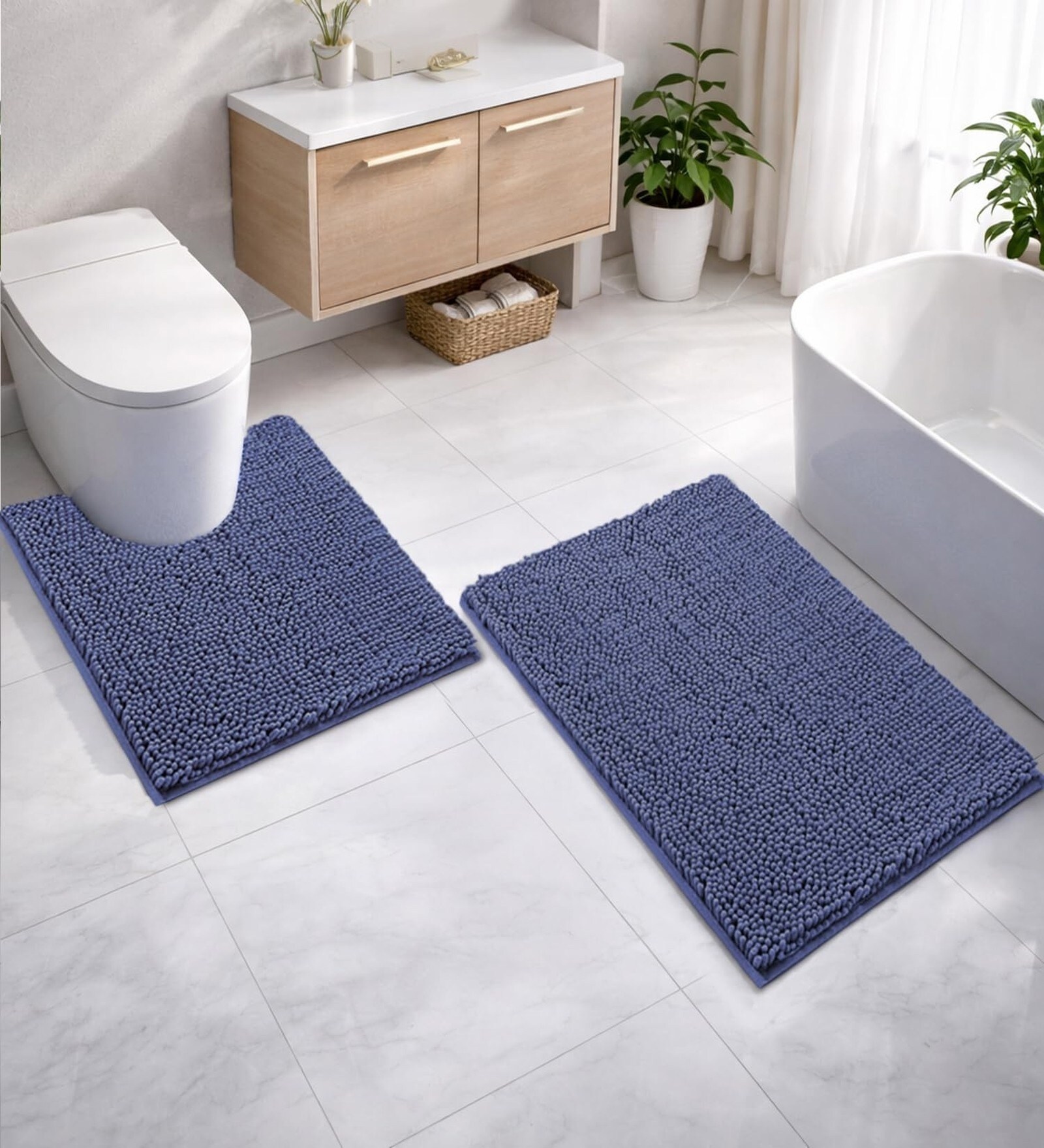 Navy Microfibre 16x24 Inches Lightweight Bath Mat