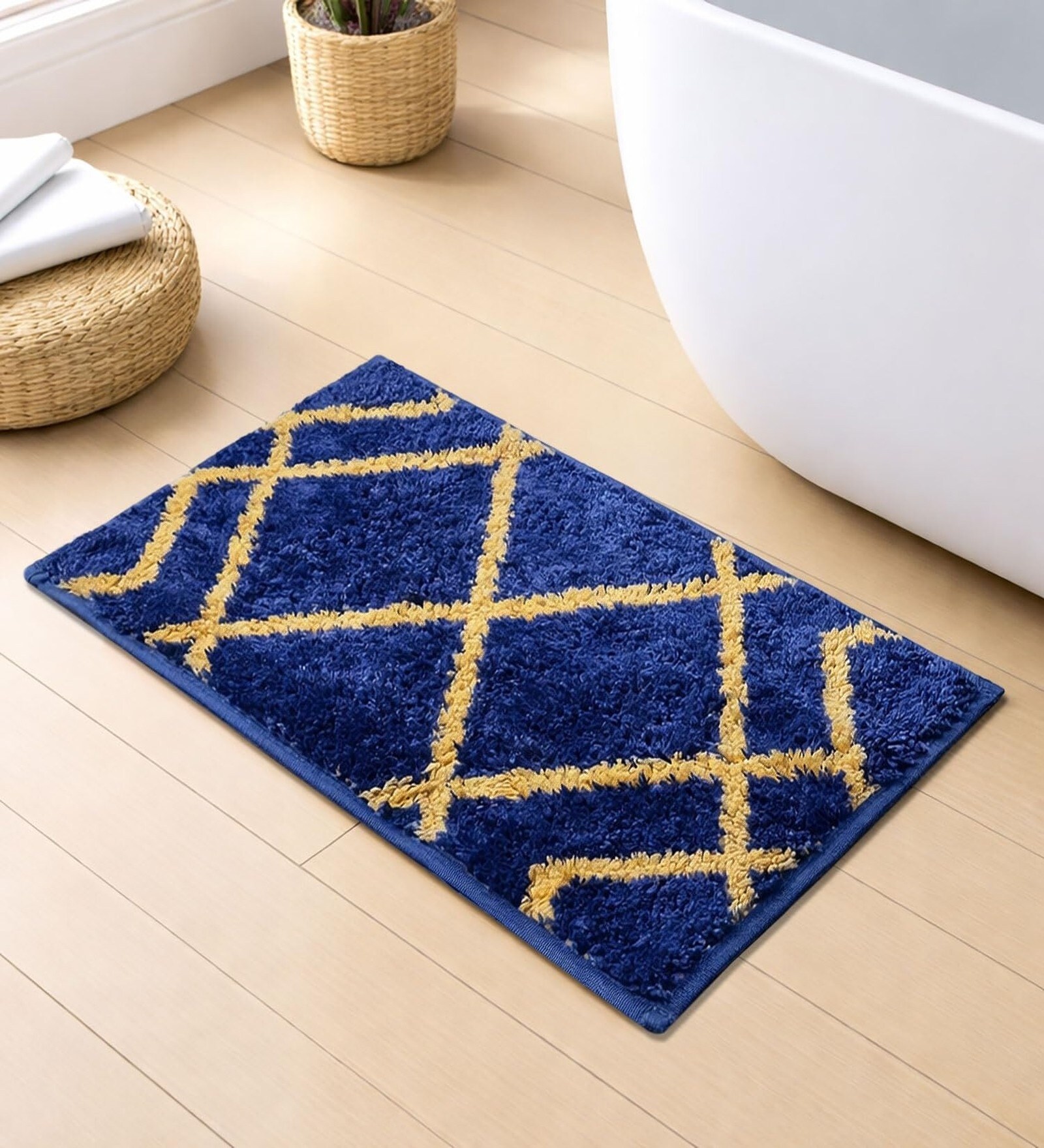 Navy Microfibre 16x24 Inches Quick Dry Bath Mat