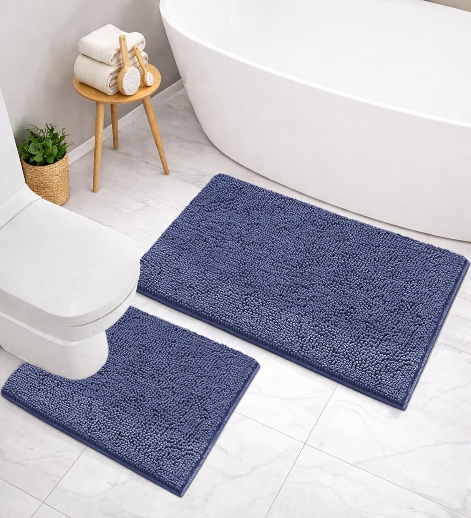 Navy Microfibre 18x30 Inches Lightweight Bath Mat