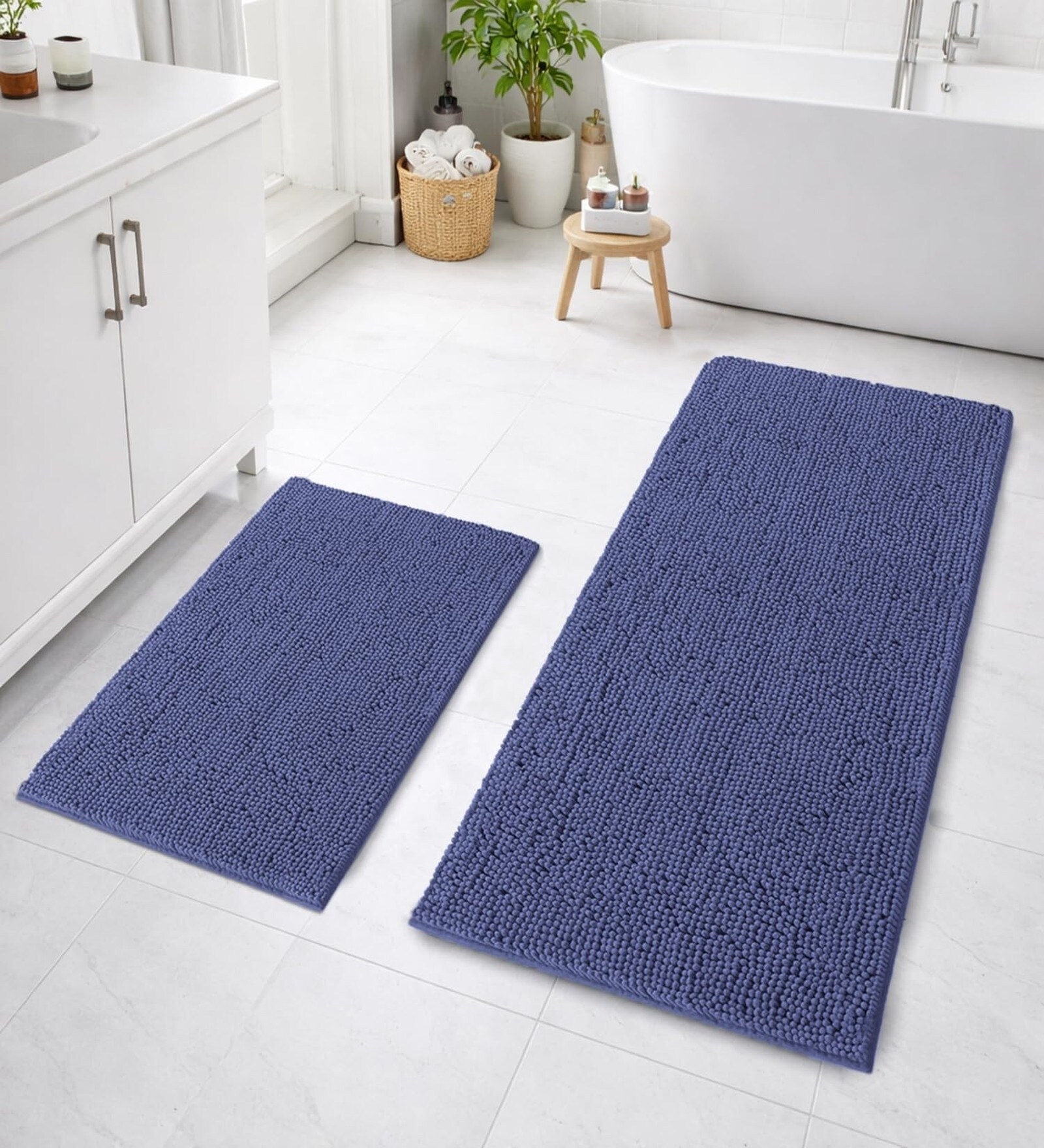Navy Microfibre 18x30 Inches Lightweight Bath Mat