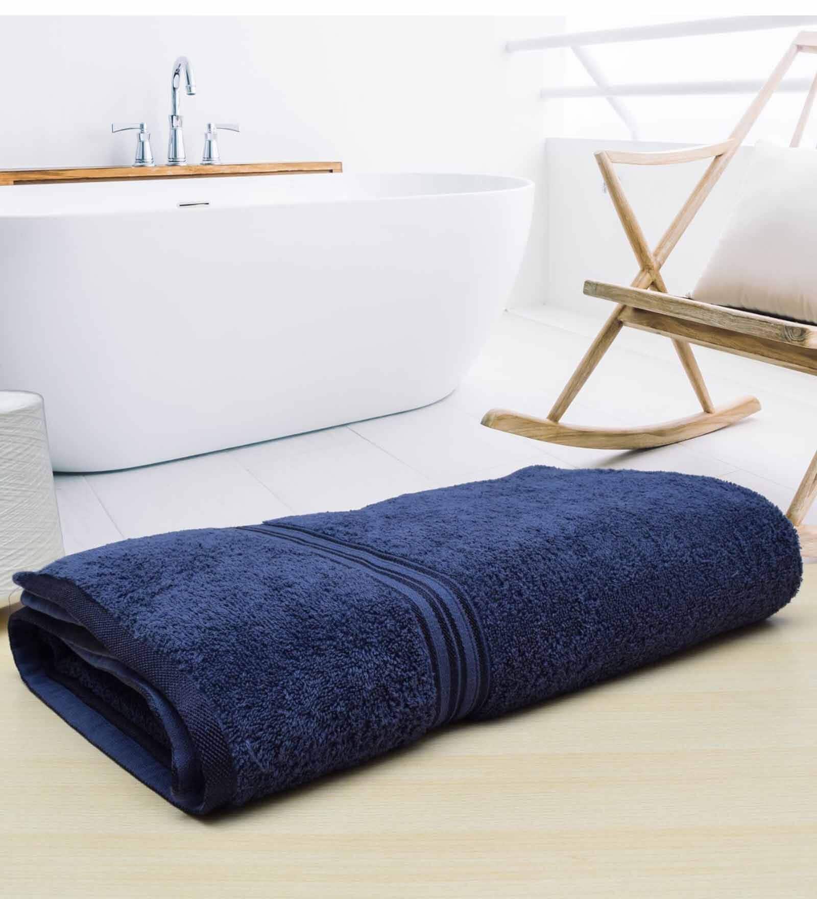 Navy Solid 500 GSM Cotton Bath Towel