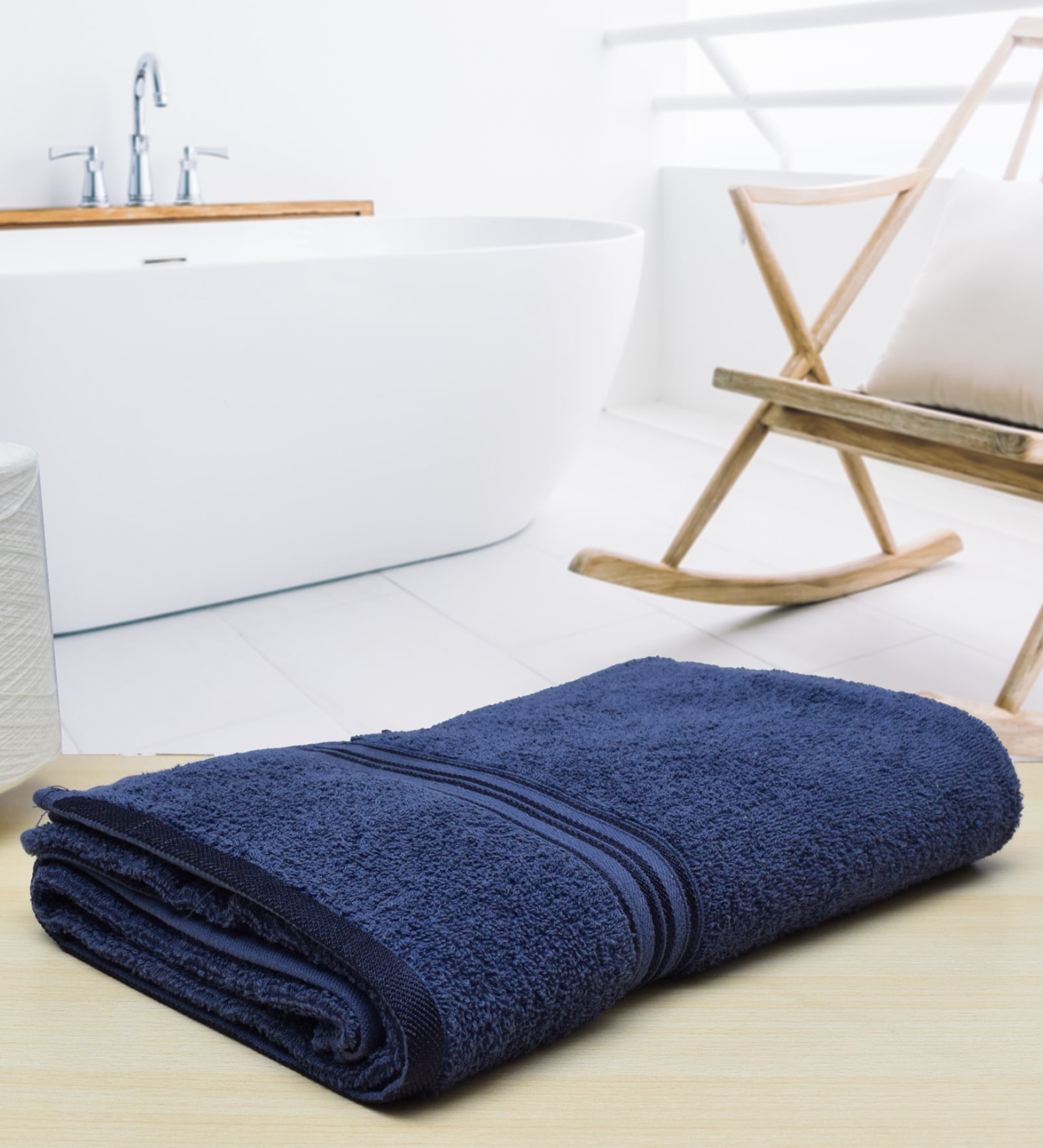 Navy Blue Solid 500 GSM Cotton Bath Towel