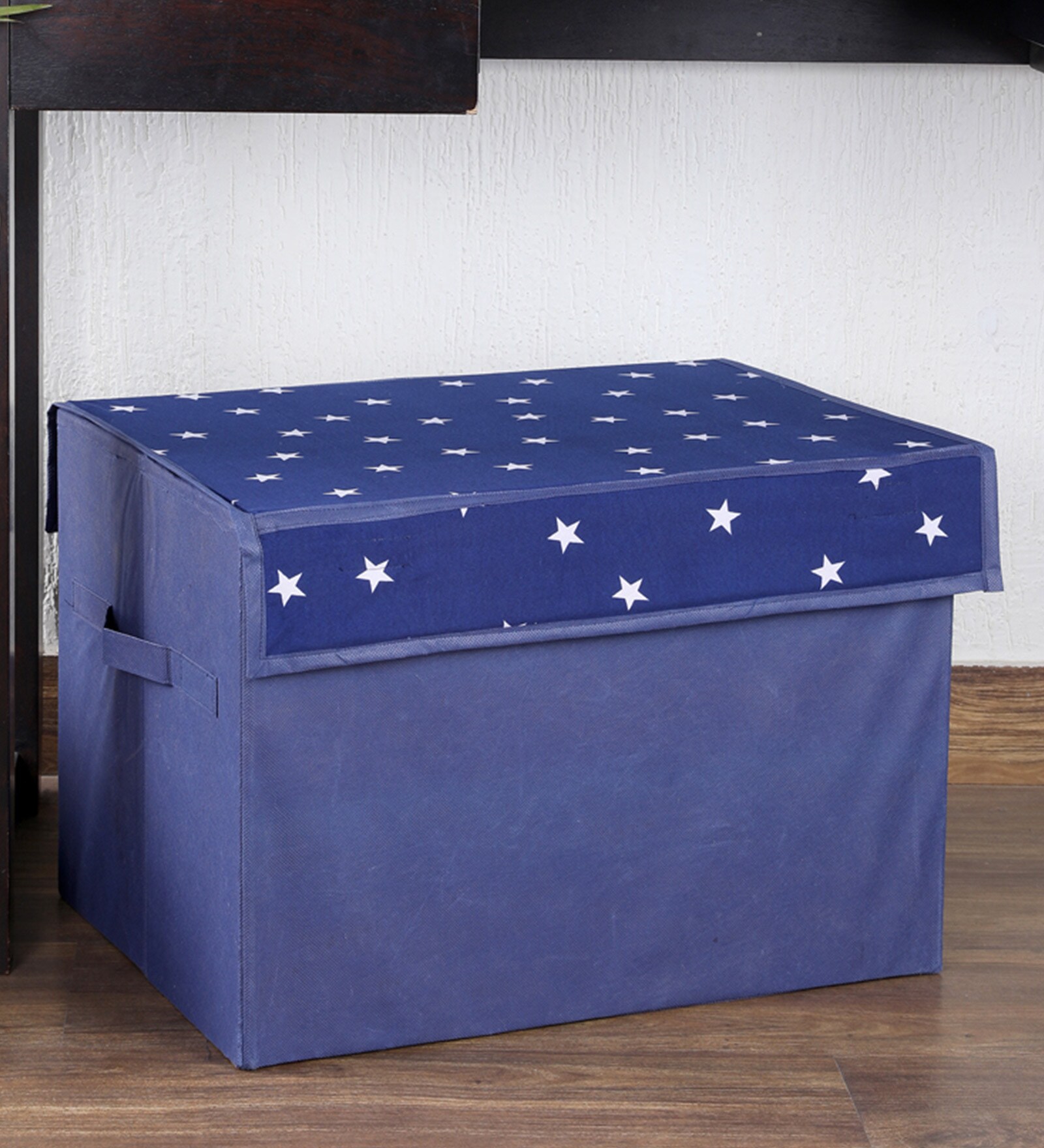 Navy Star Fabric Storage Box in Blue Colour